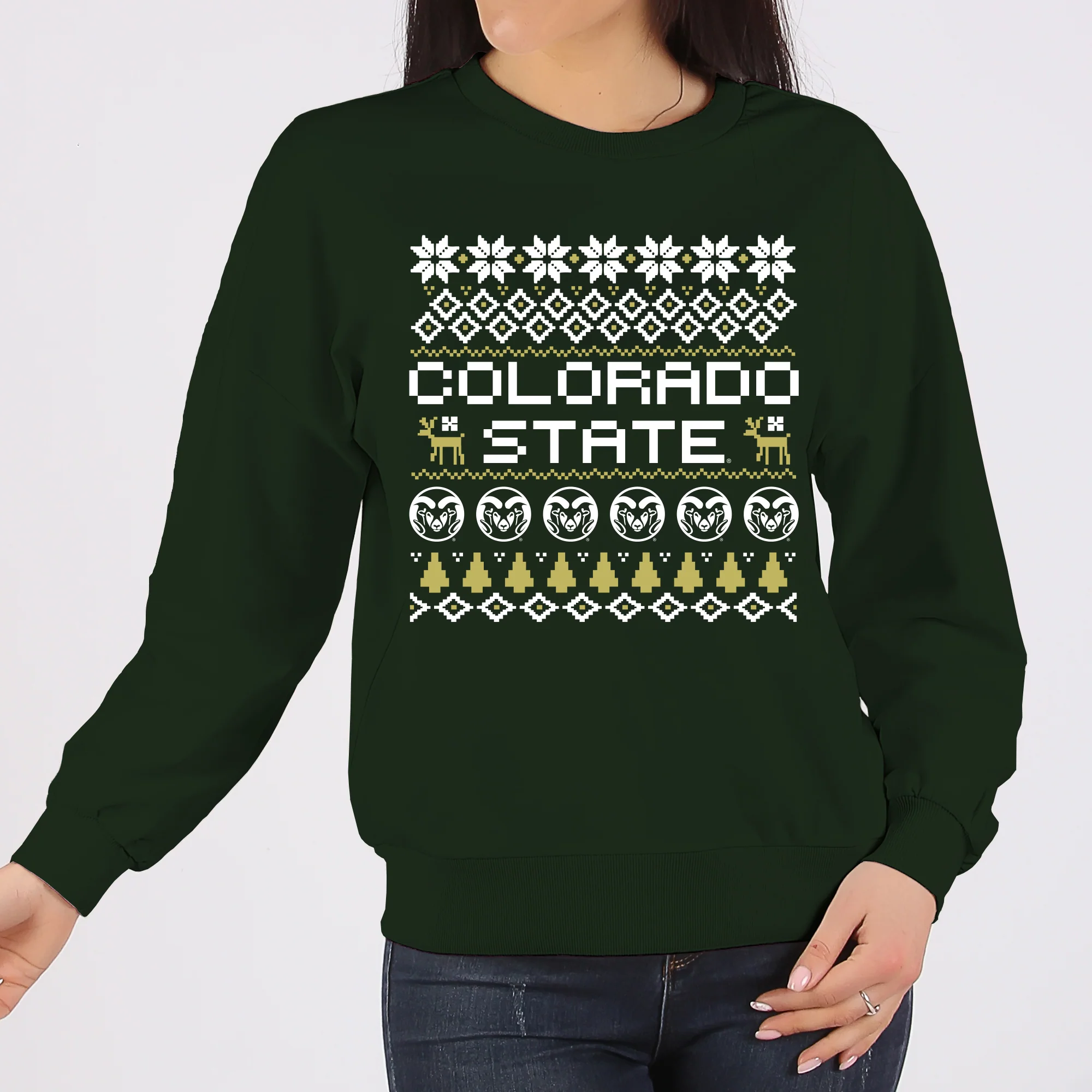 Colorado State Holiday Sweater Crewneck - Forest - Image 3