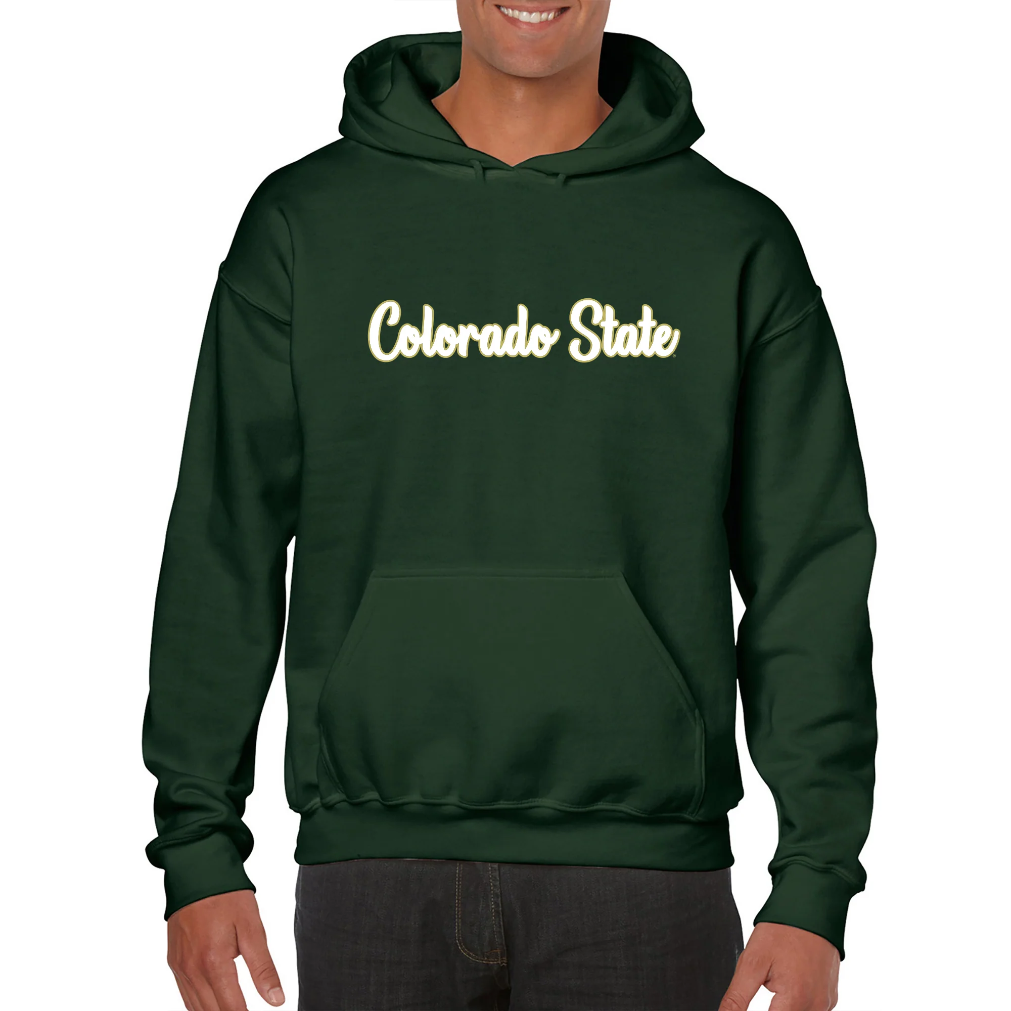 Colorado State Rams Basic Script Heavy Blend Hoodie - Forest - Image 3