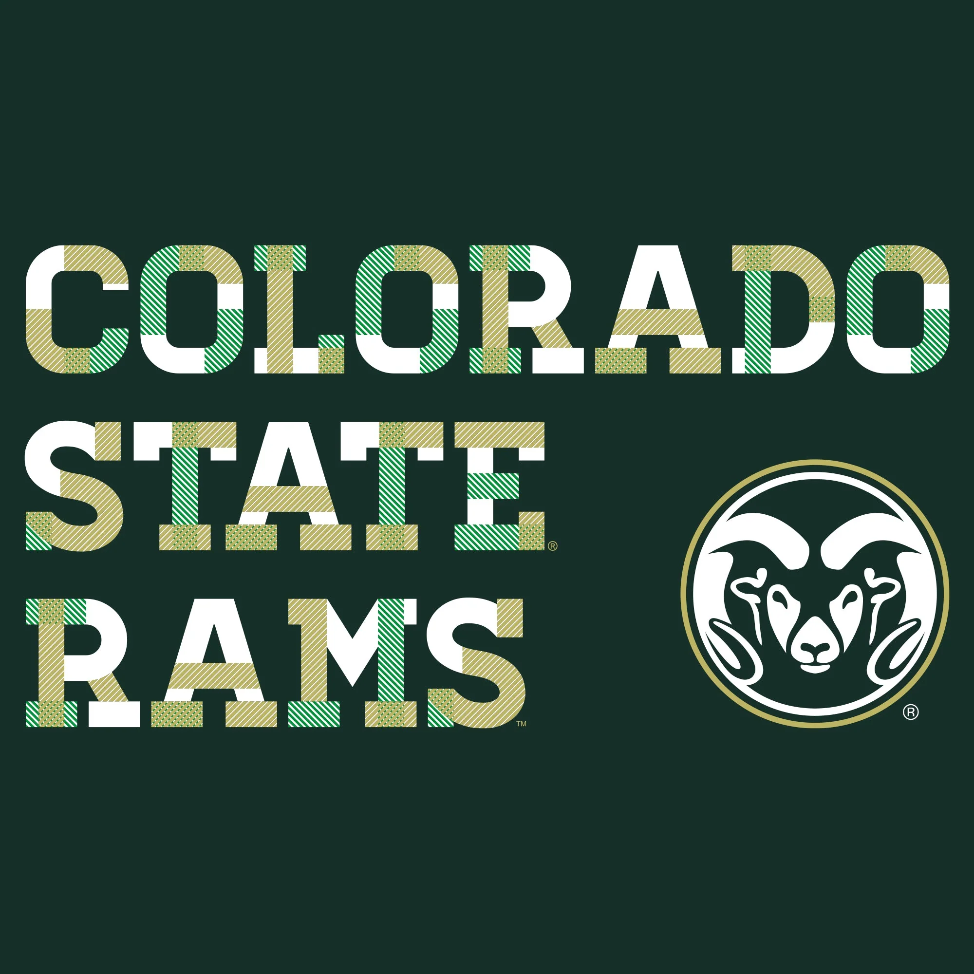 Colorado State University Rams Patchwork Cotton Long Sleeve T Shirt - Forest - Image 2