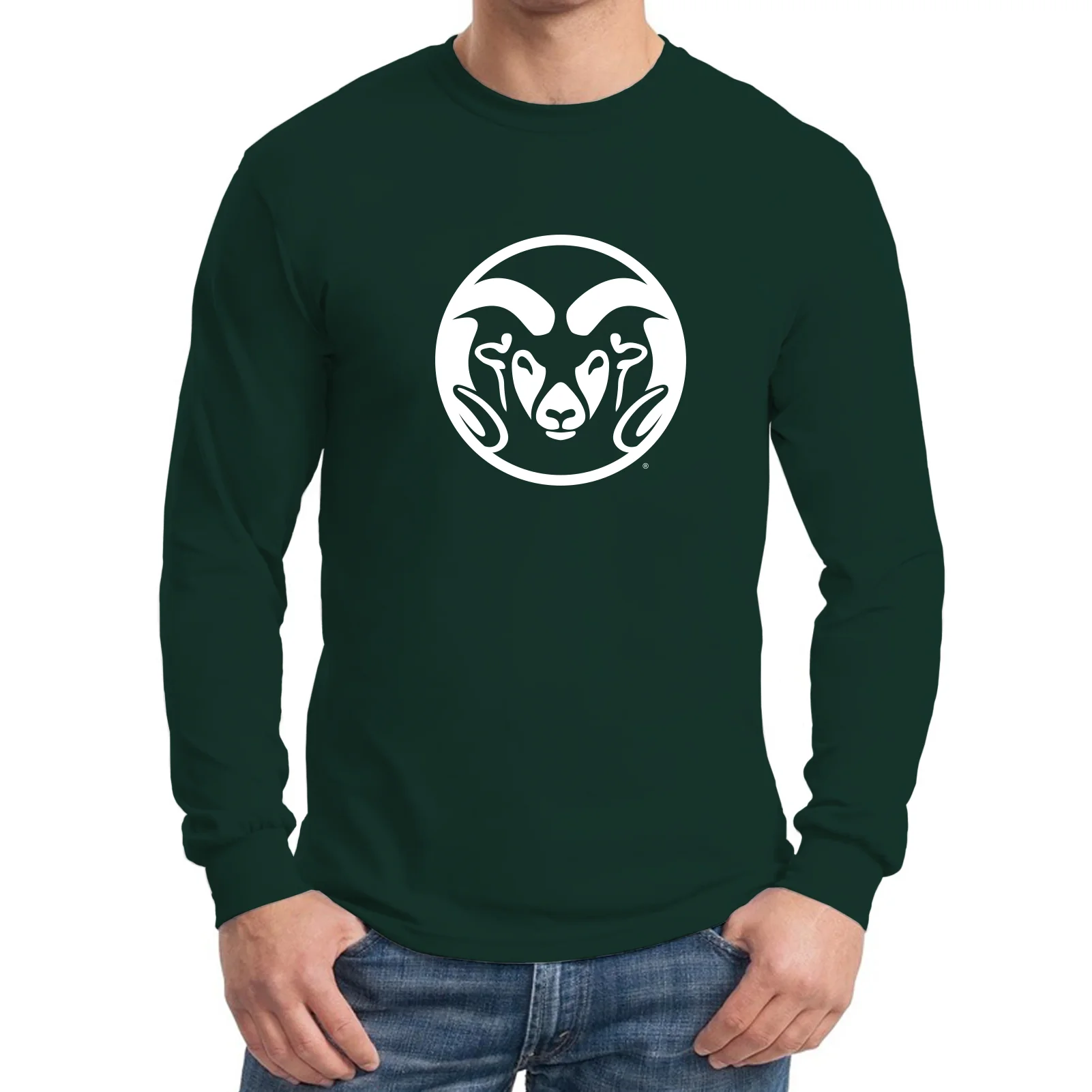 Colorado State University Rams Primary Logo Long Sleeve T Shirt - Forest - Image 3