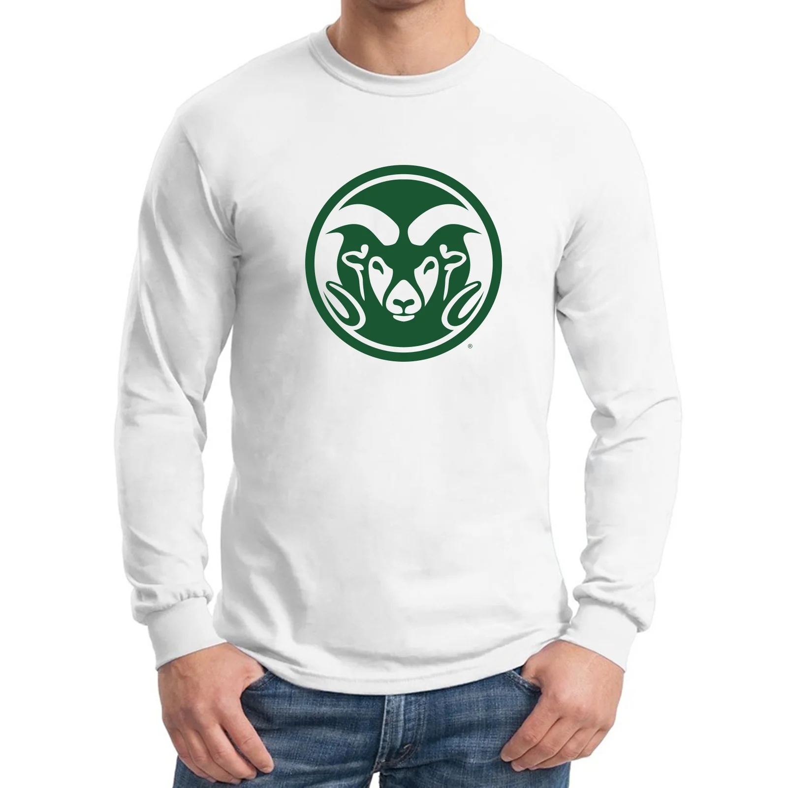 Colorado State University Rams Primary Logo Long Sleeve T Shirt - White - Image 3
