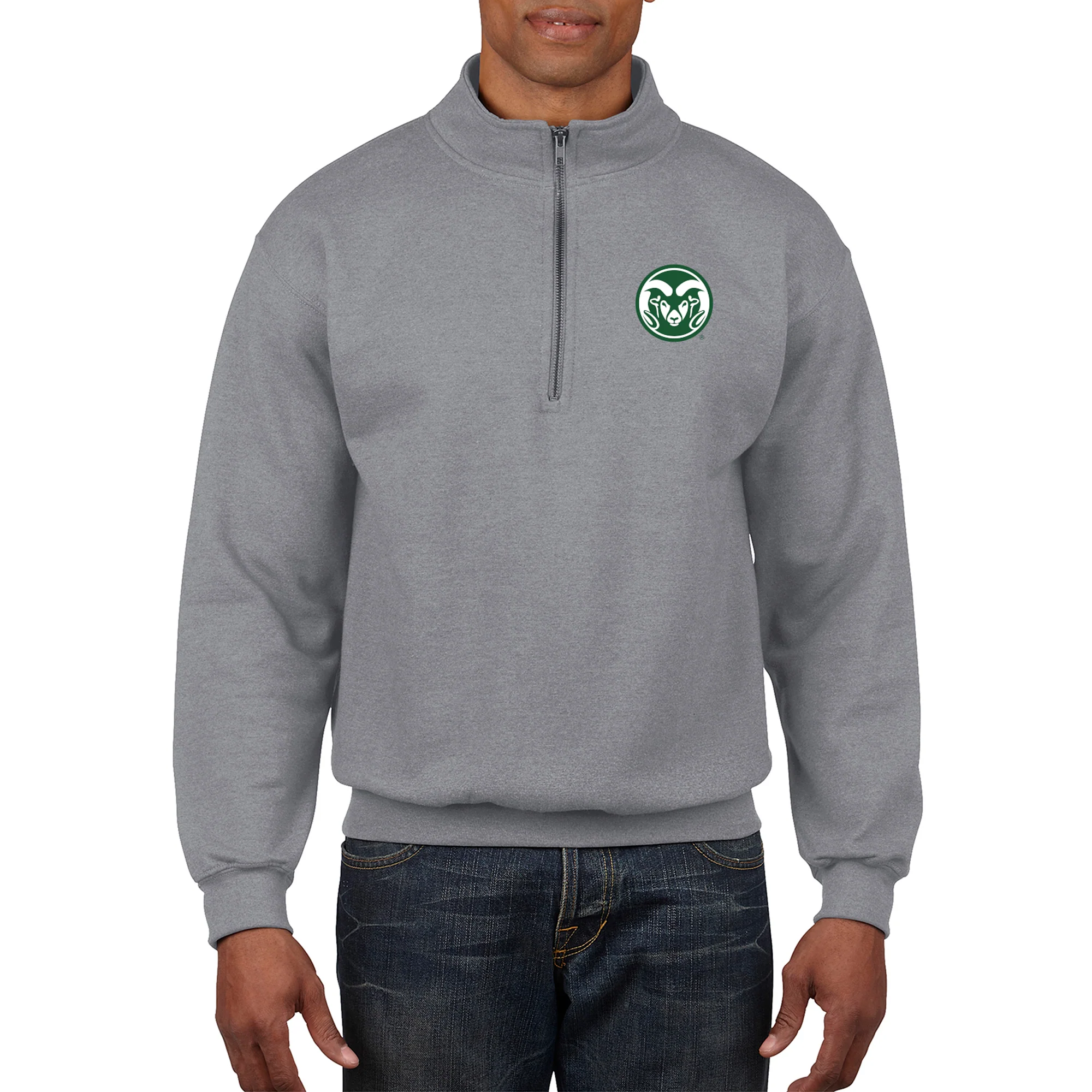Colorado State University Rams Primary Logo 1/4 Zip Sweatshirt - Sport Grey - Image 3