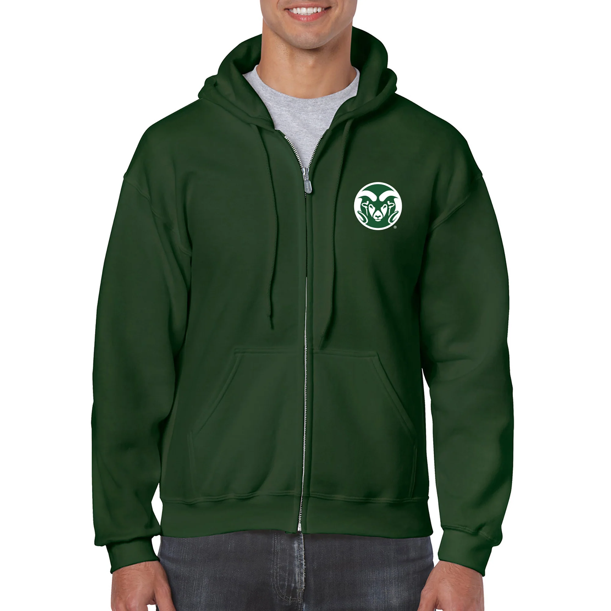 Colorado State University Rams Primary Logo Full Zip Hoodie - Forest - Image 3