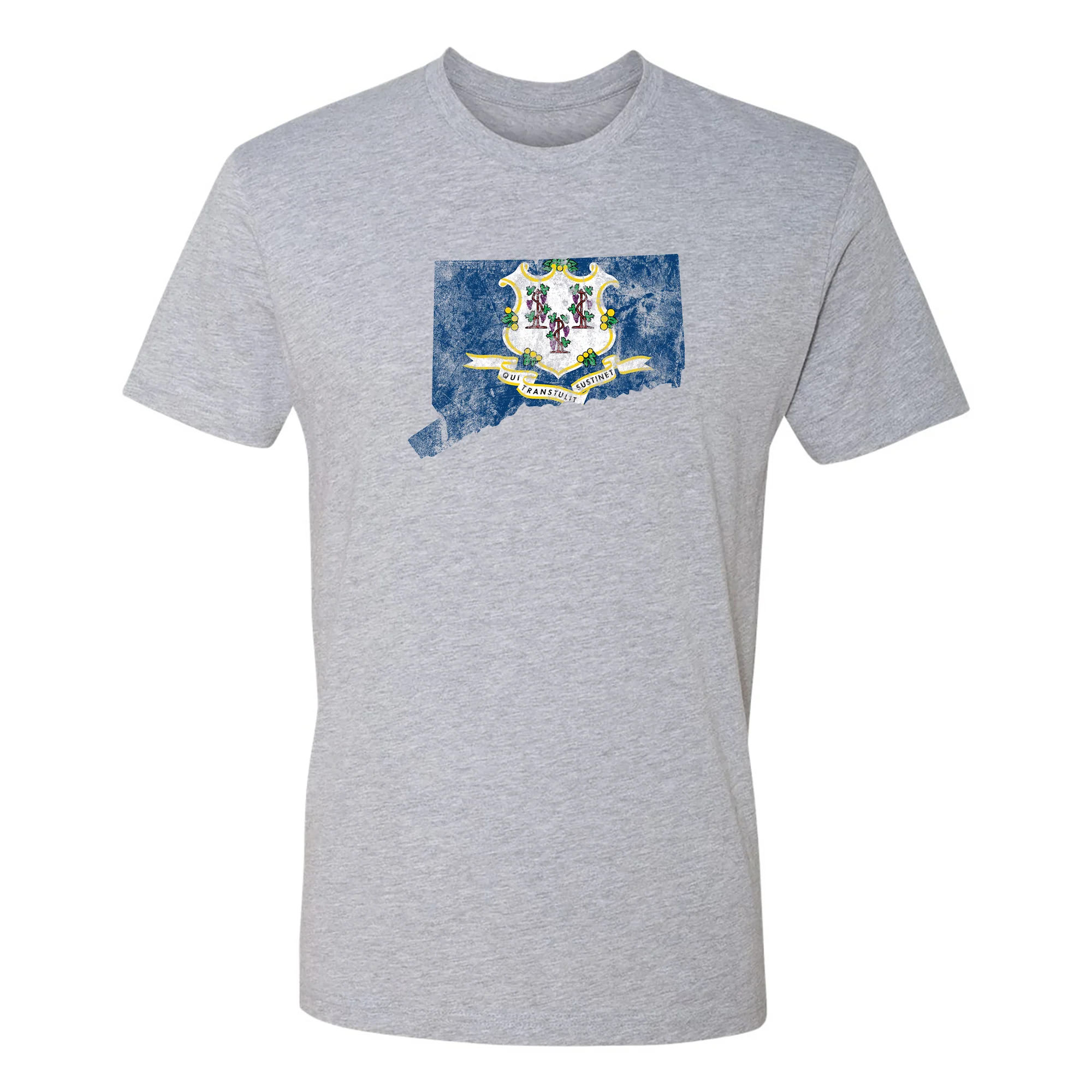 Connecticut Distressed State Flag Outline NLA T-Shirt - Heather Grey
