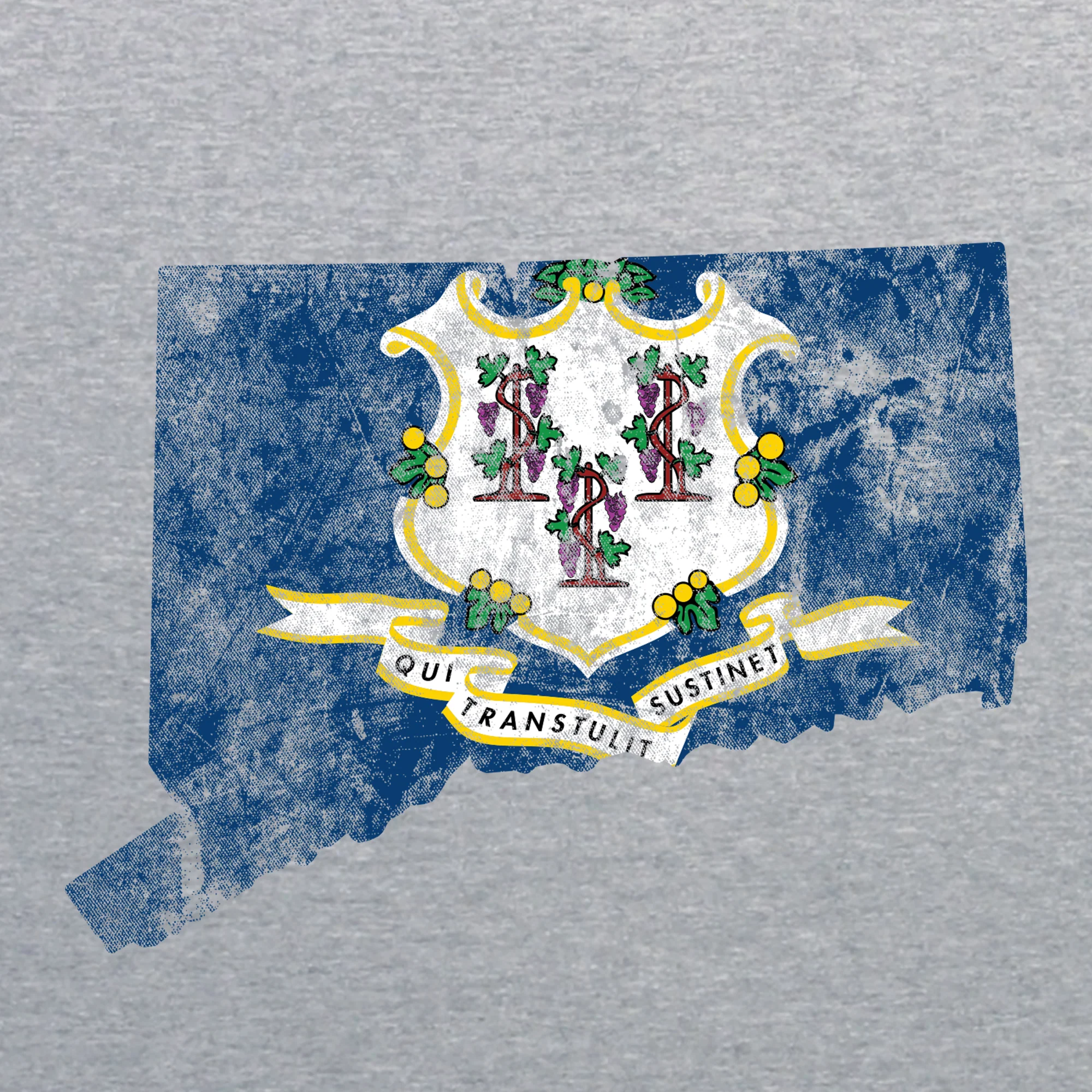Connecticut Distressed State Flag Outline NLA T-Shirt - Heather Grey - Image 2