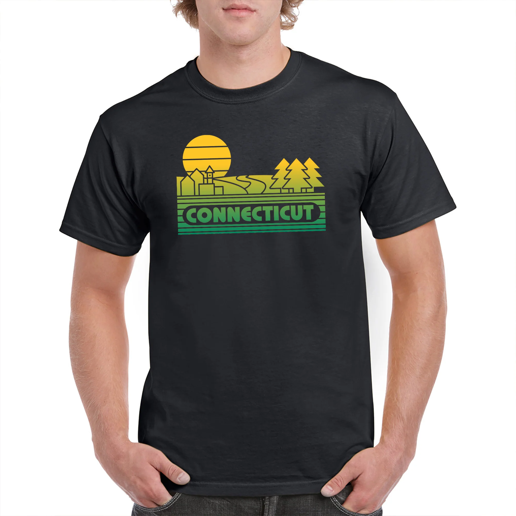Connecticut Groovy Sunset T-Shirt - Black - Image 3