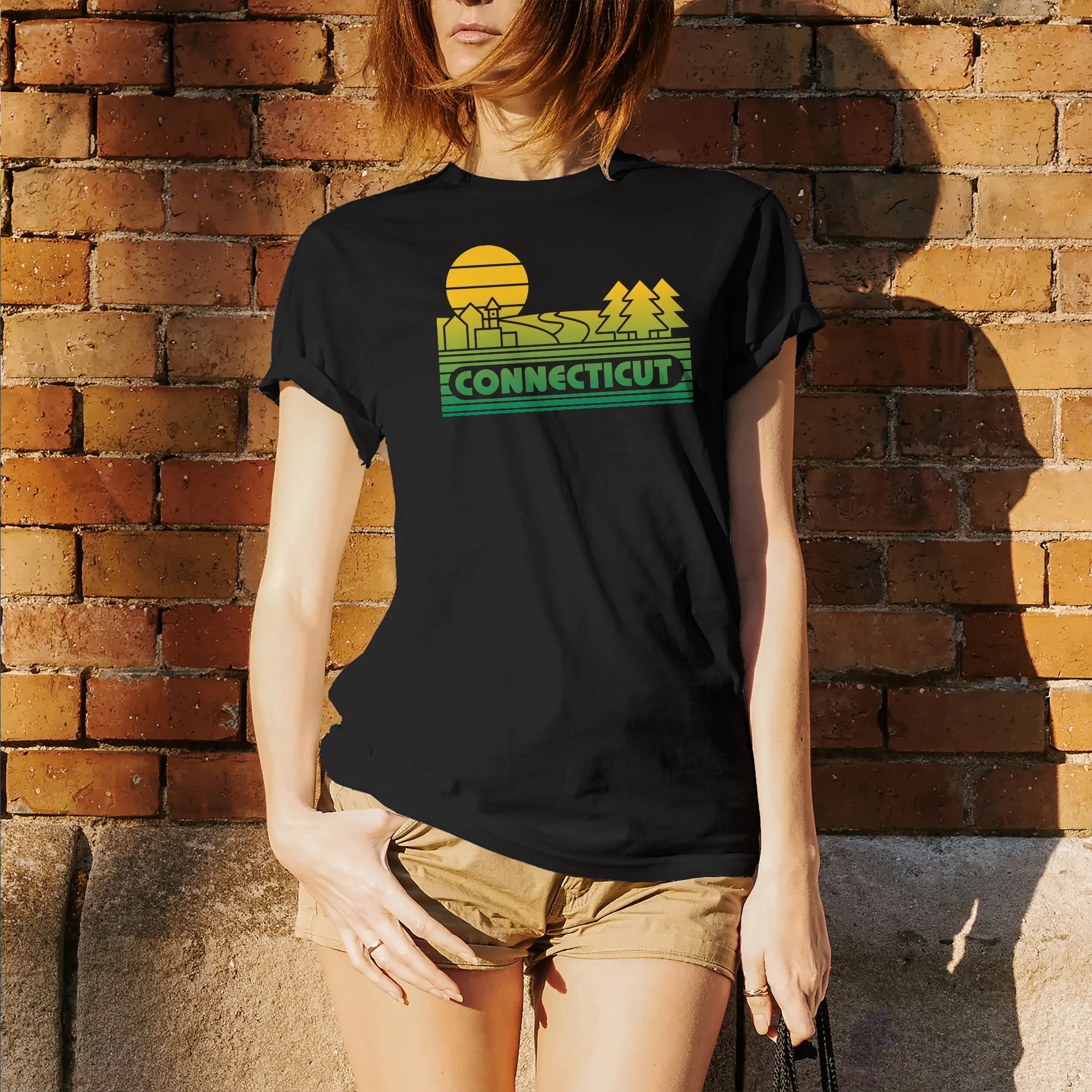 Connecticut Groovy Sunset T-Shirt - Black - Image 4