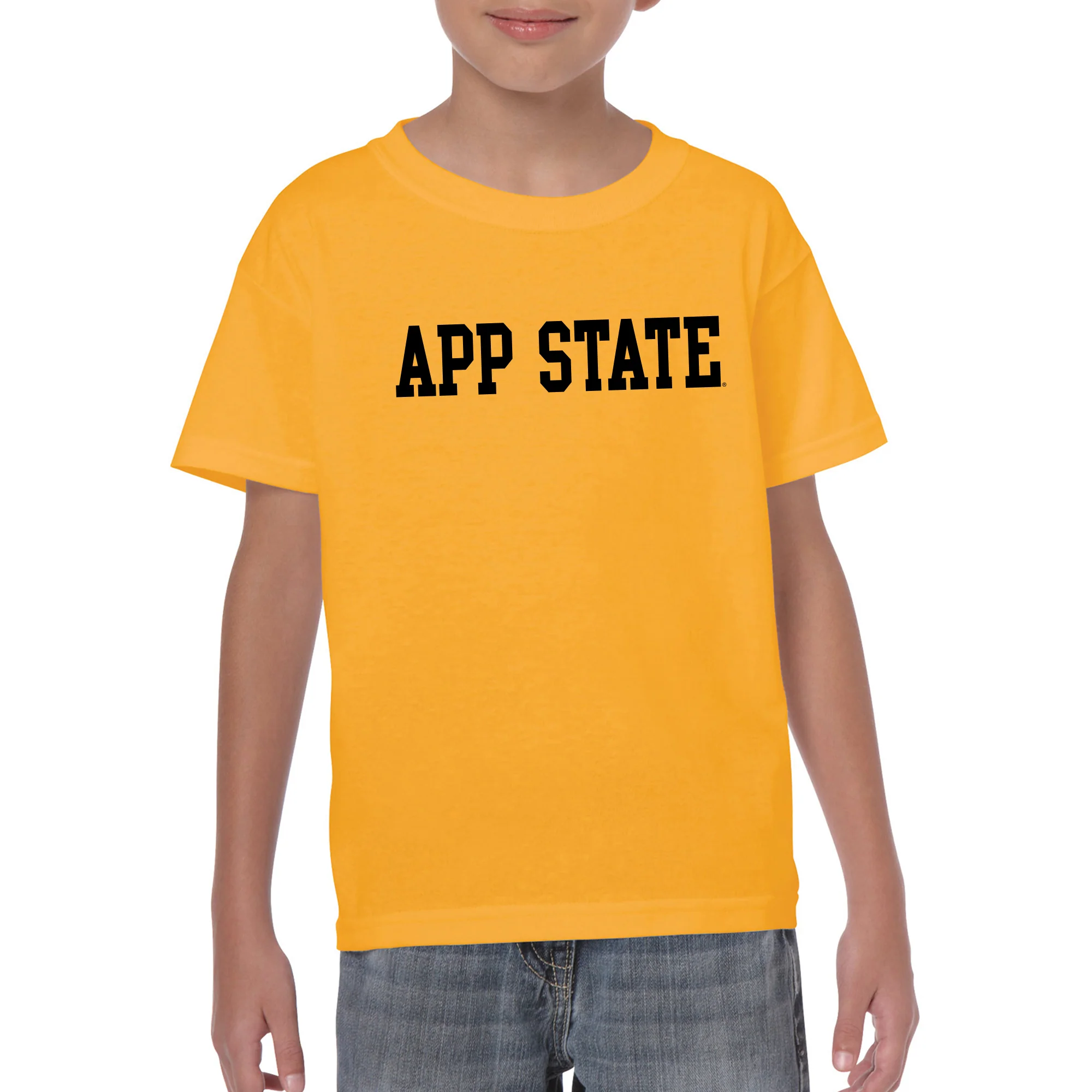 Appalachian State University Mountaineers Basic Block Cotton Youth T-Shirt - Gold - Image 3