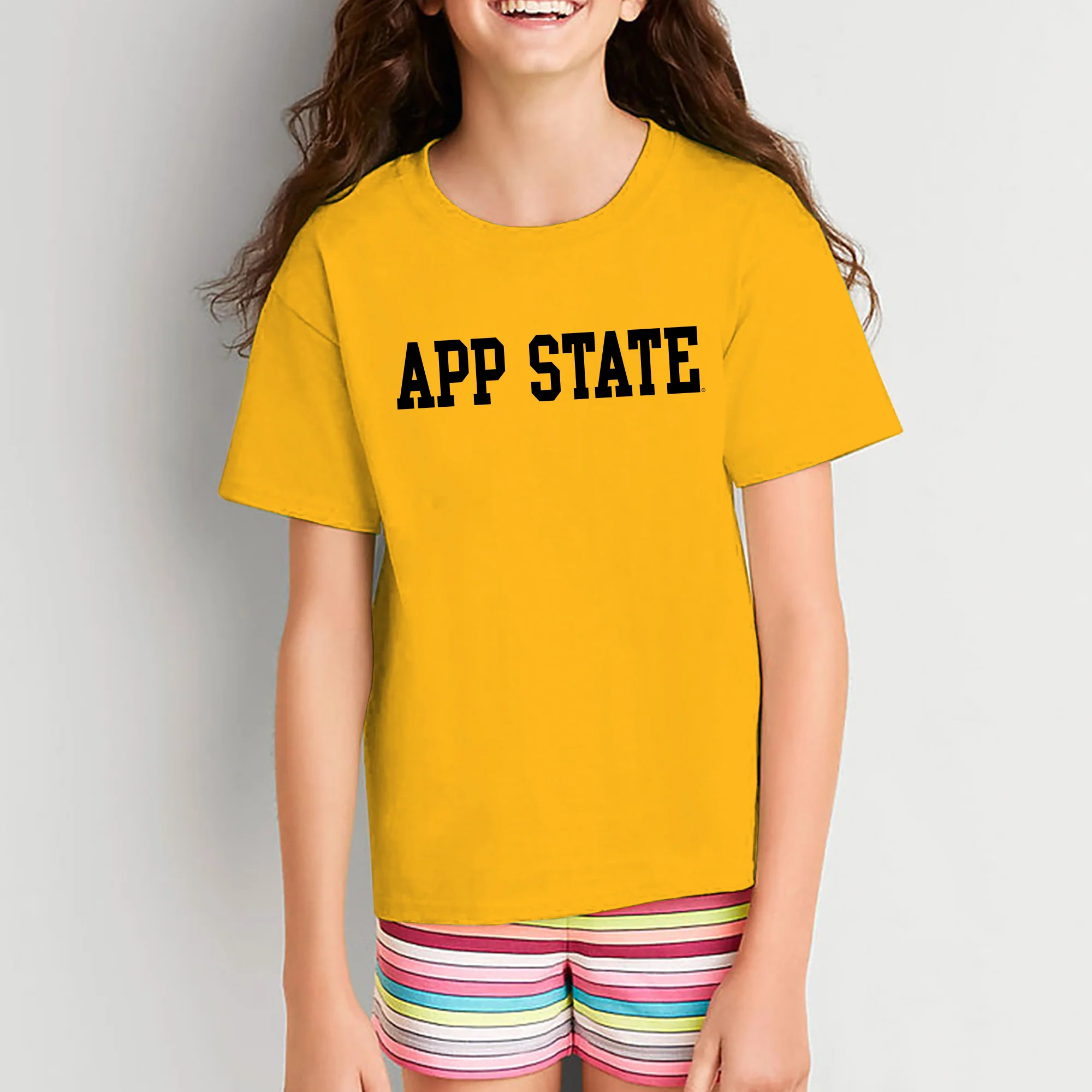 Appalachian State University Mountaineers Basic Block Cotton Youth T-Shirt - Gold - Image 4