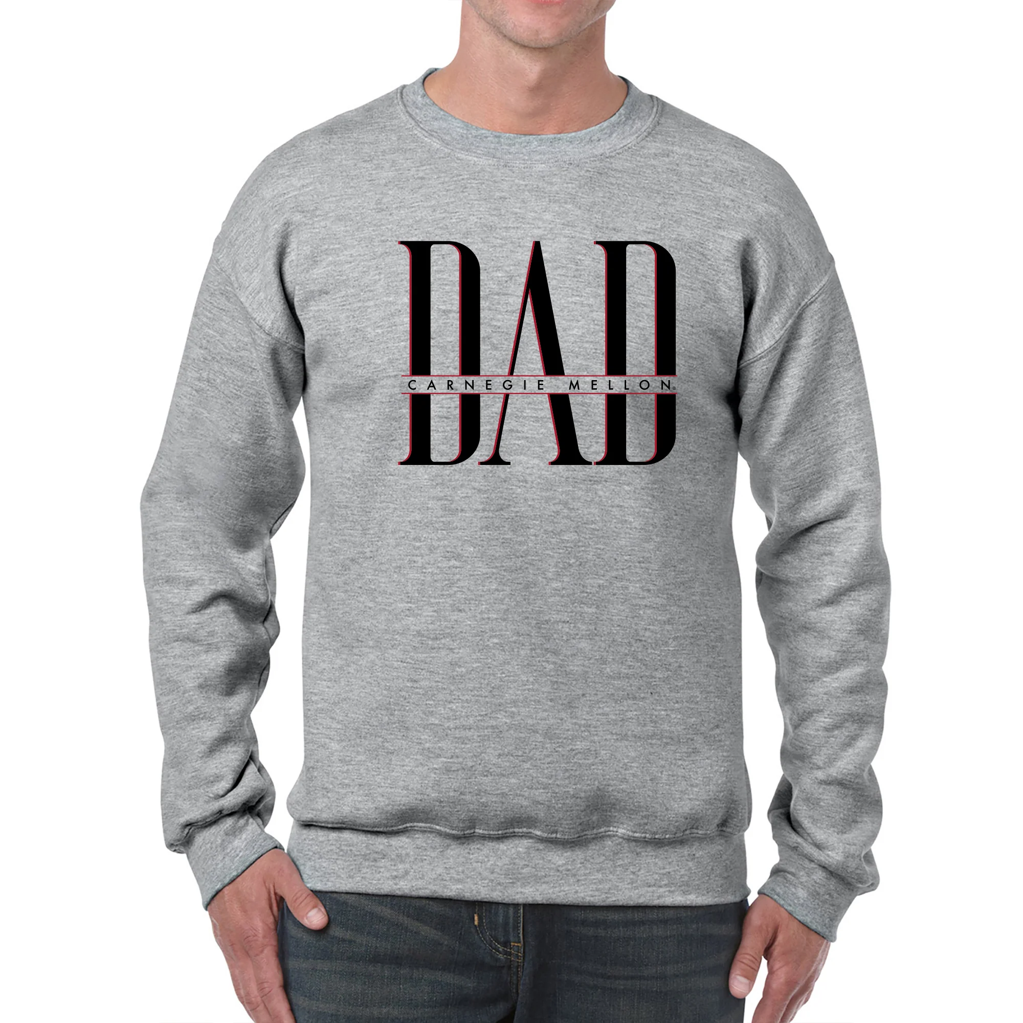 Carnegie Mellon Tartans Classic Dad Crewneck Sweatshirt - Sport Grey - Image 3