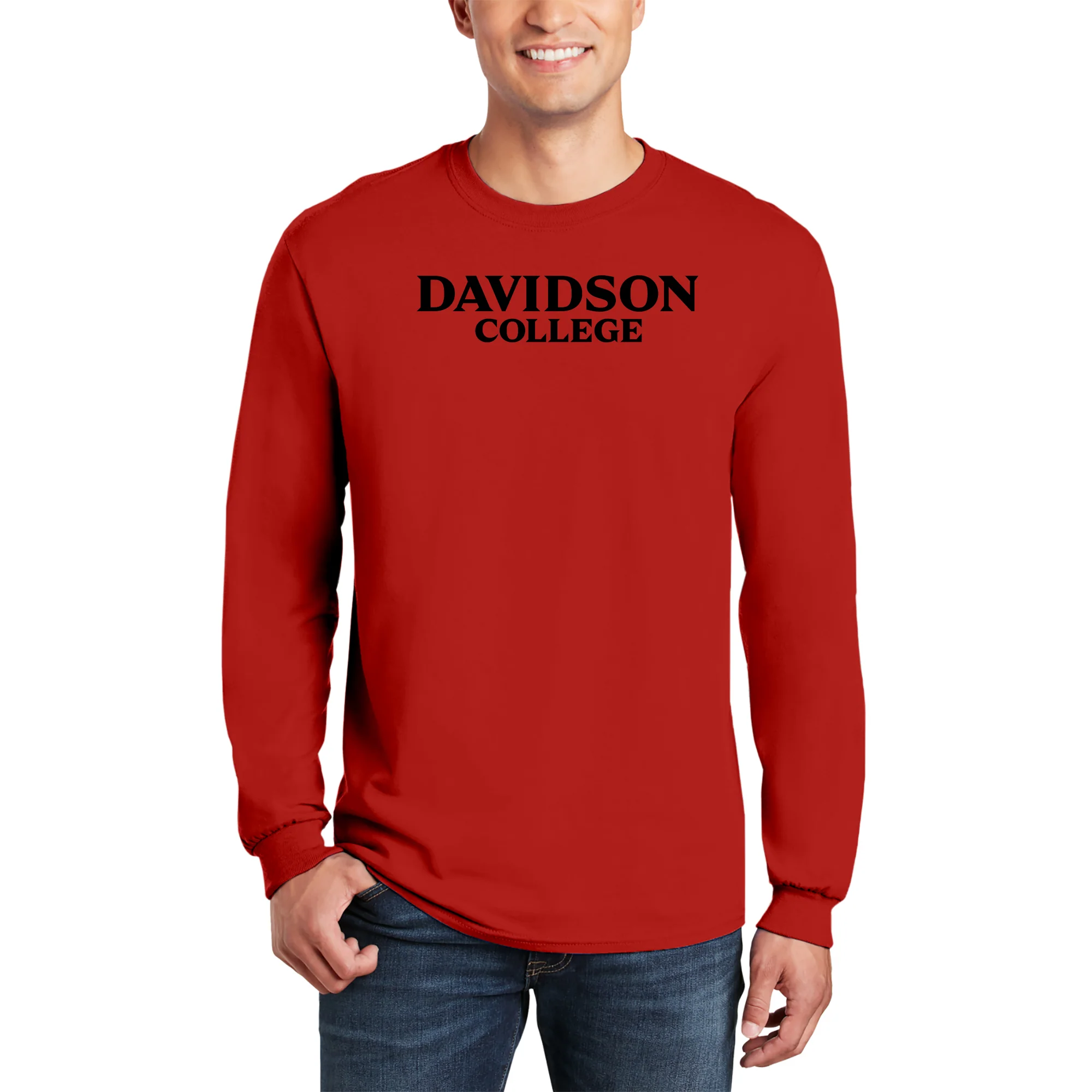 Davidson Wildcats Basic Block Long Sleeve Shirt - Red - Image 3