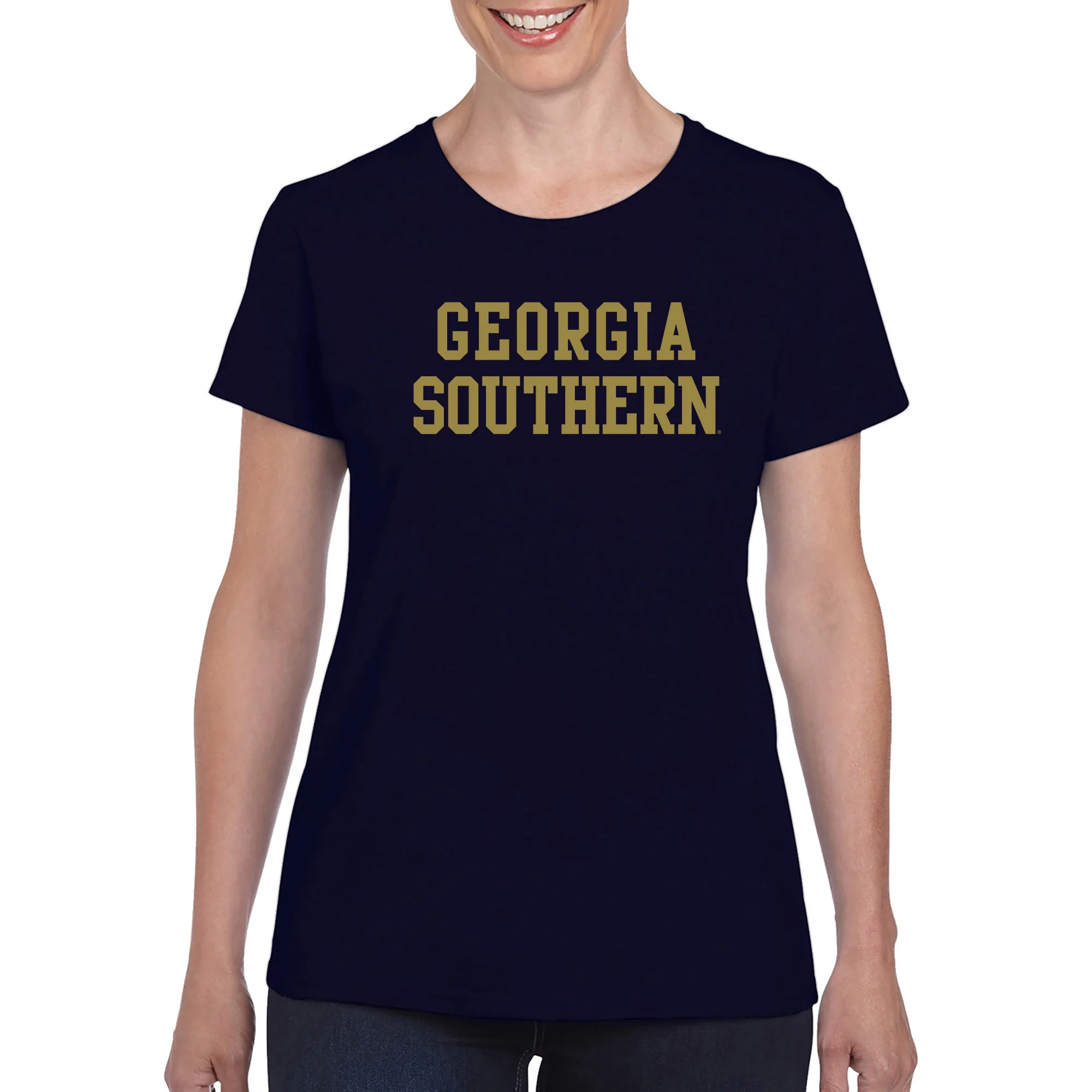 Georgia Southern University Eagles Basic Block Cotton Women's T-Shirt - Navy - Image 3