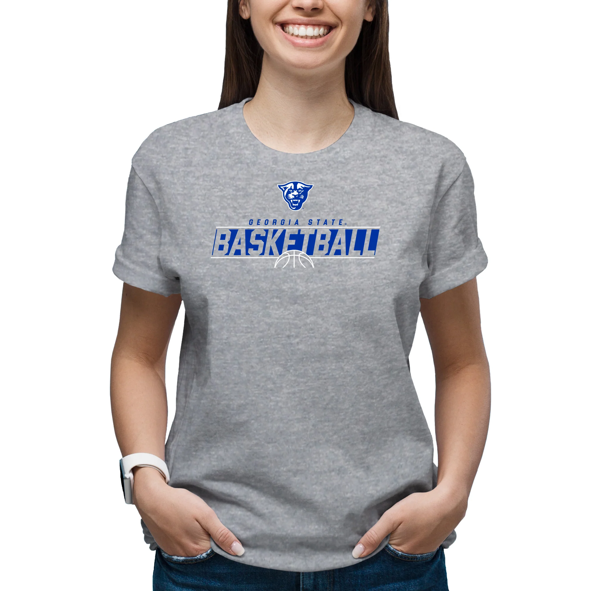 Georgia State University Panthers Basketball Charge T Shirt - Sport Grey - Image 4