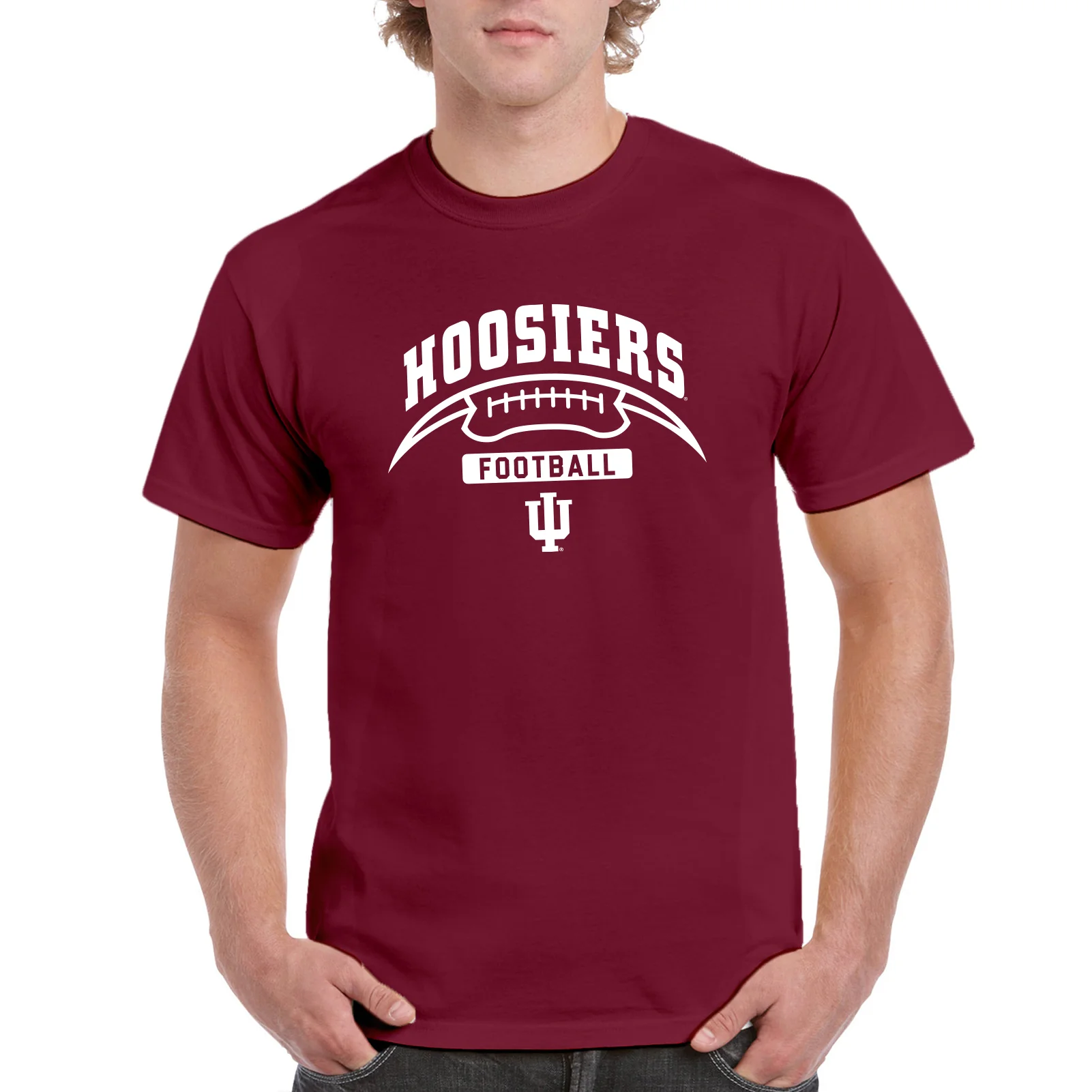 Indiana University Hoosiers Football Crescent Short Sleeve T Shirt - Cardinal - Image 3