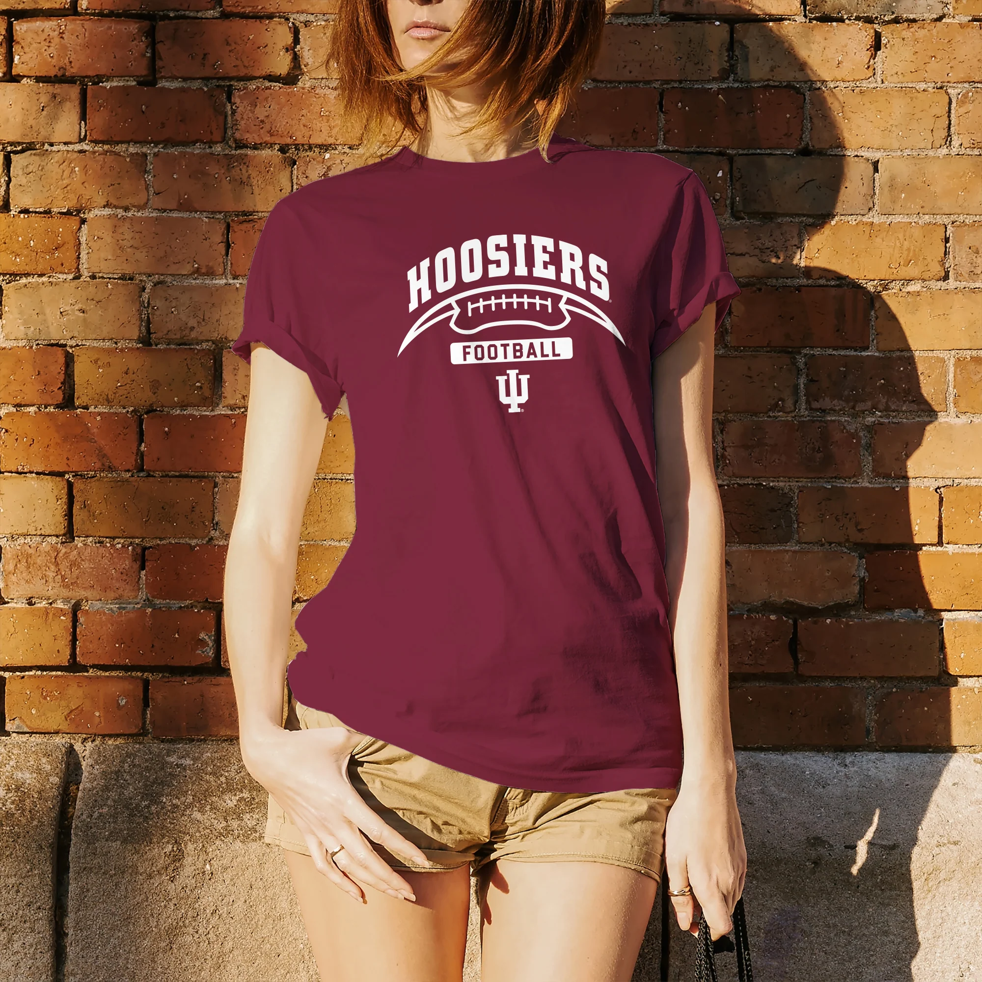 Indiana University Hoosiers Football Crescent Short Sleeve T Shirt - Cardinal - Image 4