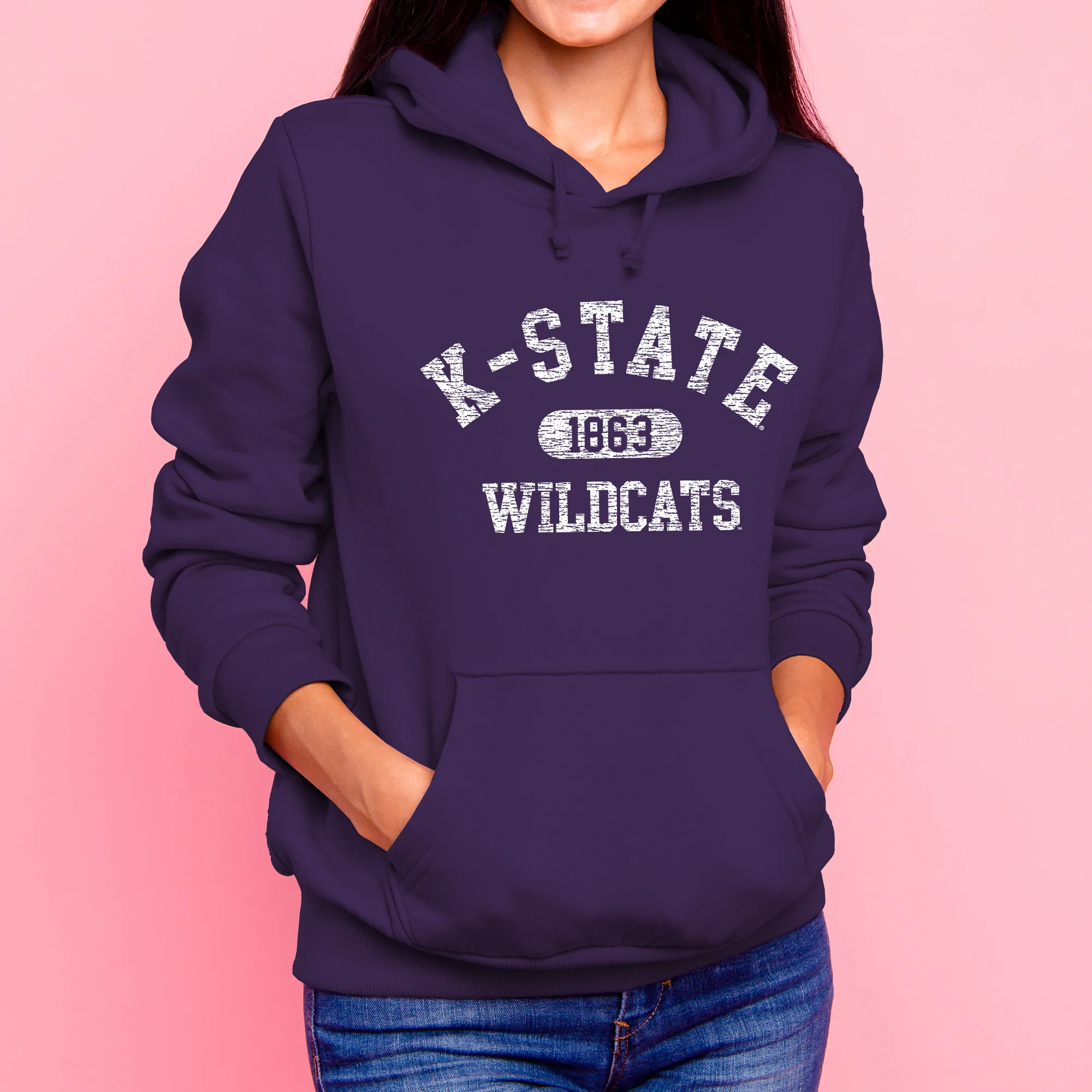 Kansas State University Wildcats Athletic Arch Logo Cotton Hoodie - Purple - Image 5