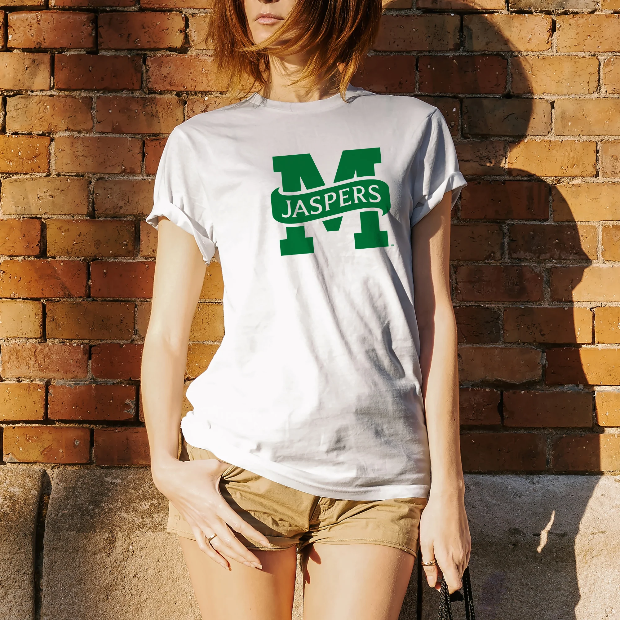 Manhattan College Jaspers Primary Logo Short Sleeve T Shirt - White - Image 4
