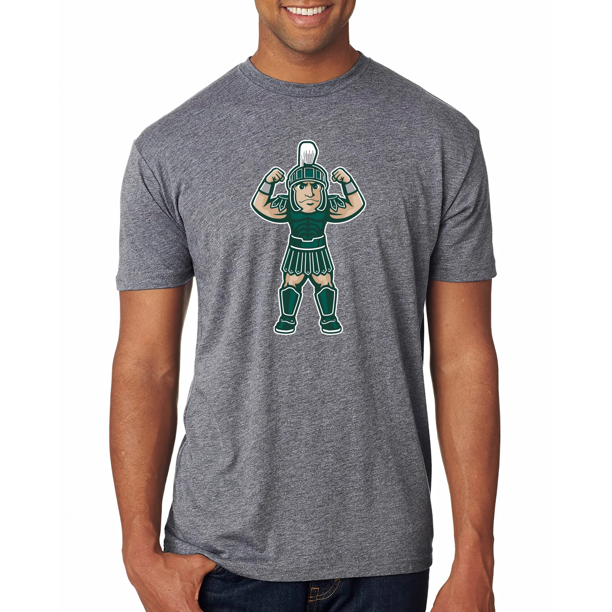 Michigan State Spartans Flexing Sparty NLA Triblend T-Shirt - Premium Heather - Image 3