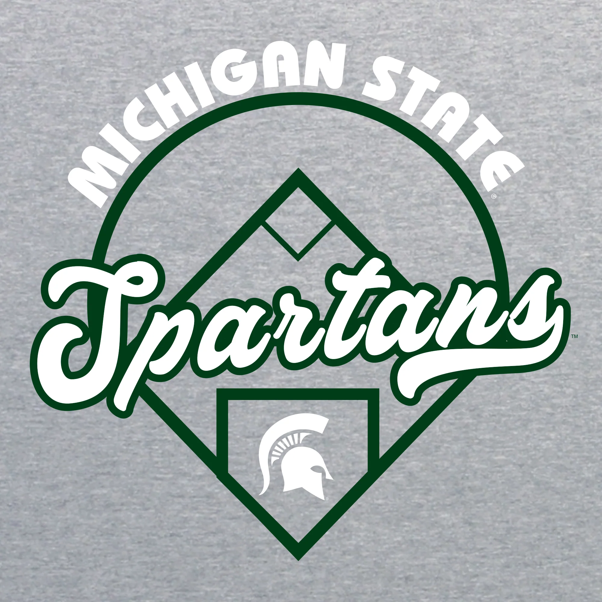 Michigan State University Spartans Baseball Field T Shirt - Sport Grey - Image 2
