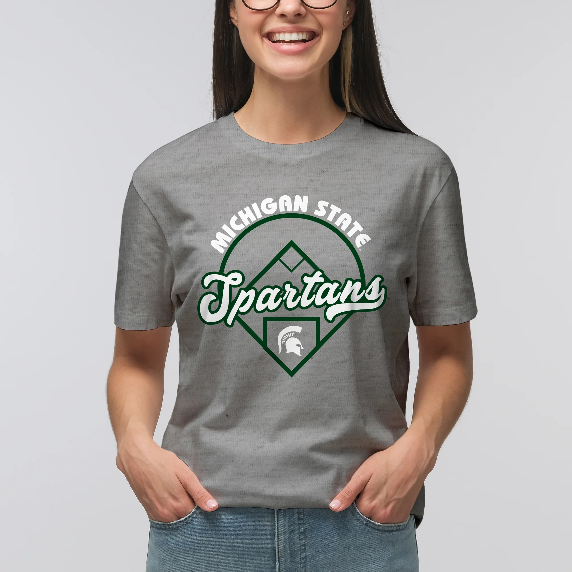 Michigan State University Spartans Baseball Field T Shirt - Sport Grey - Image 5