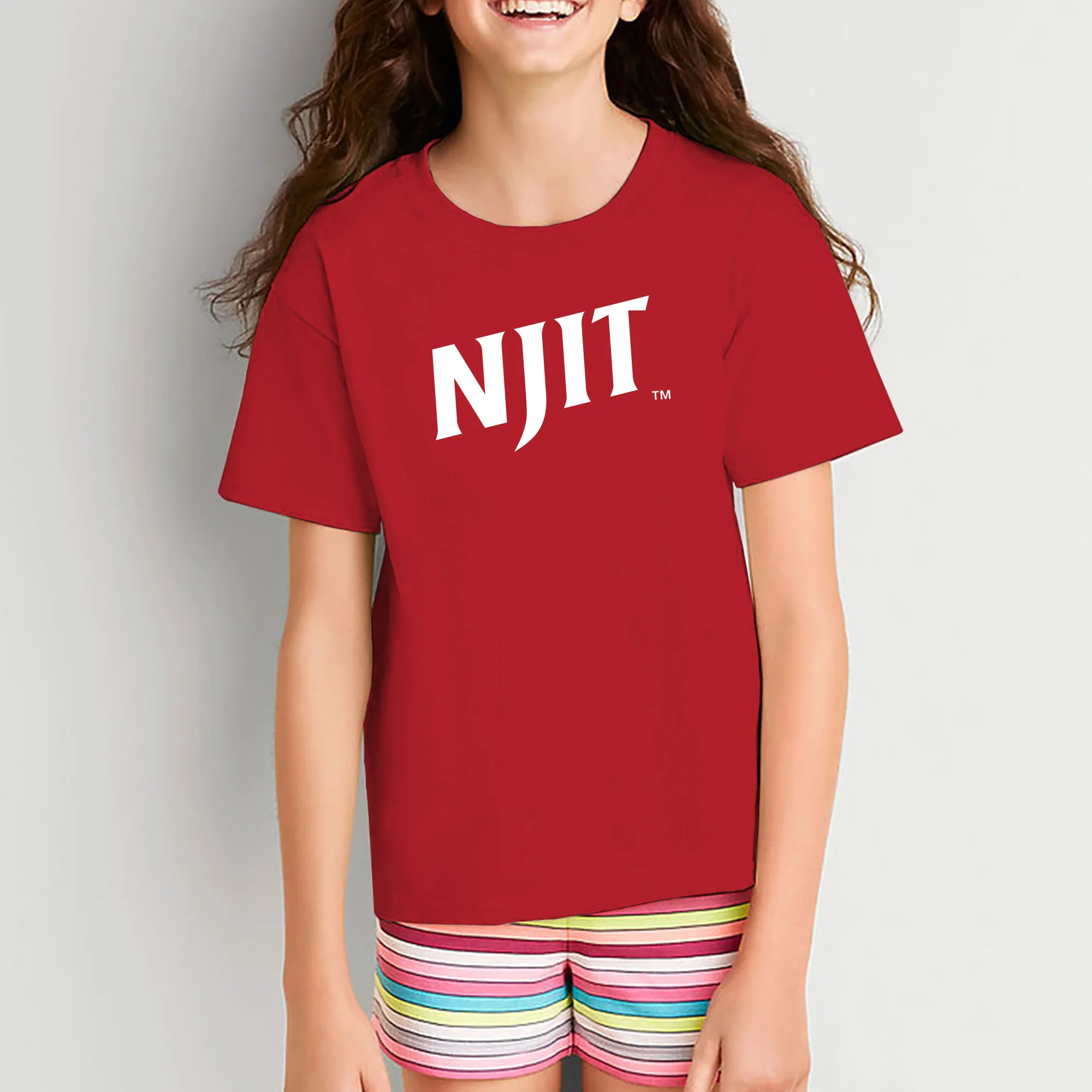 New Jersey Institute of Technology Basic Block Short Sleeve Youth T Shirt - Red - Image 4