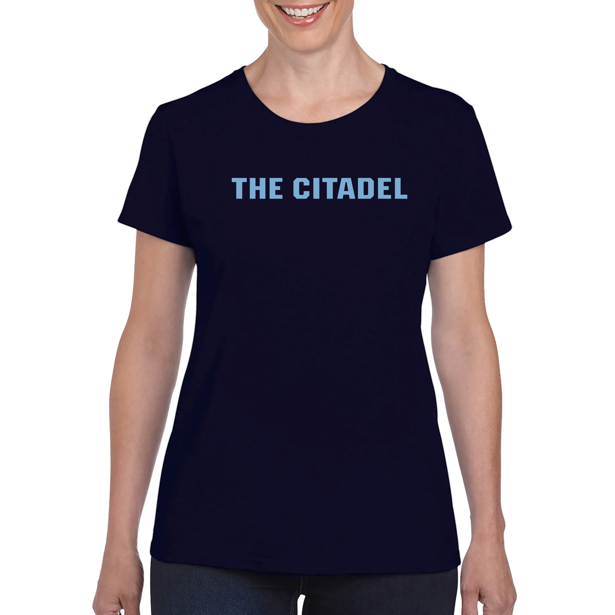 The Citadel Bulldogs Basic Block Womens Short Sleeve T-Shirt - Navy - Image 3