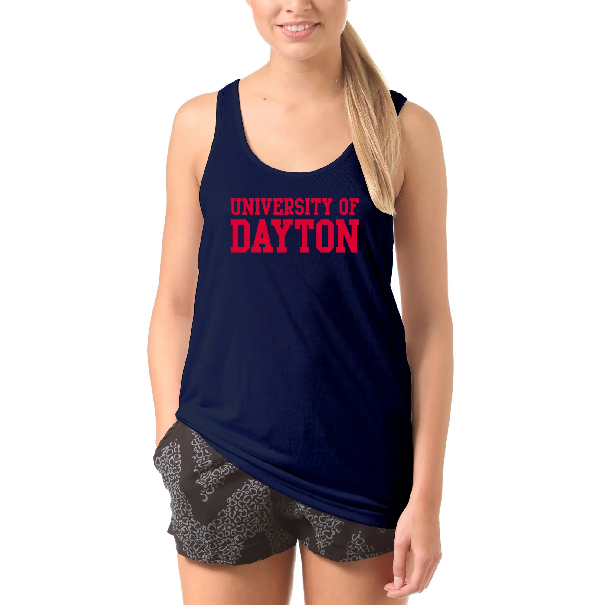 University of Dayton Flyers Basic Block Tank Top - Navy - Image 4