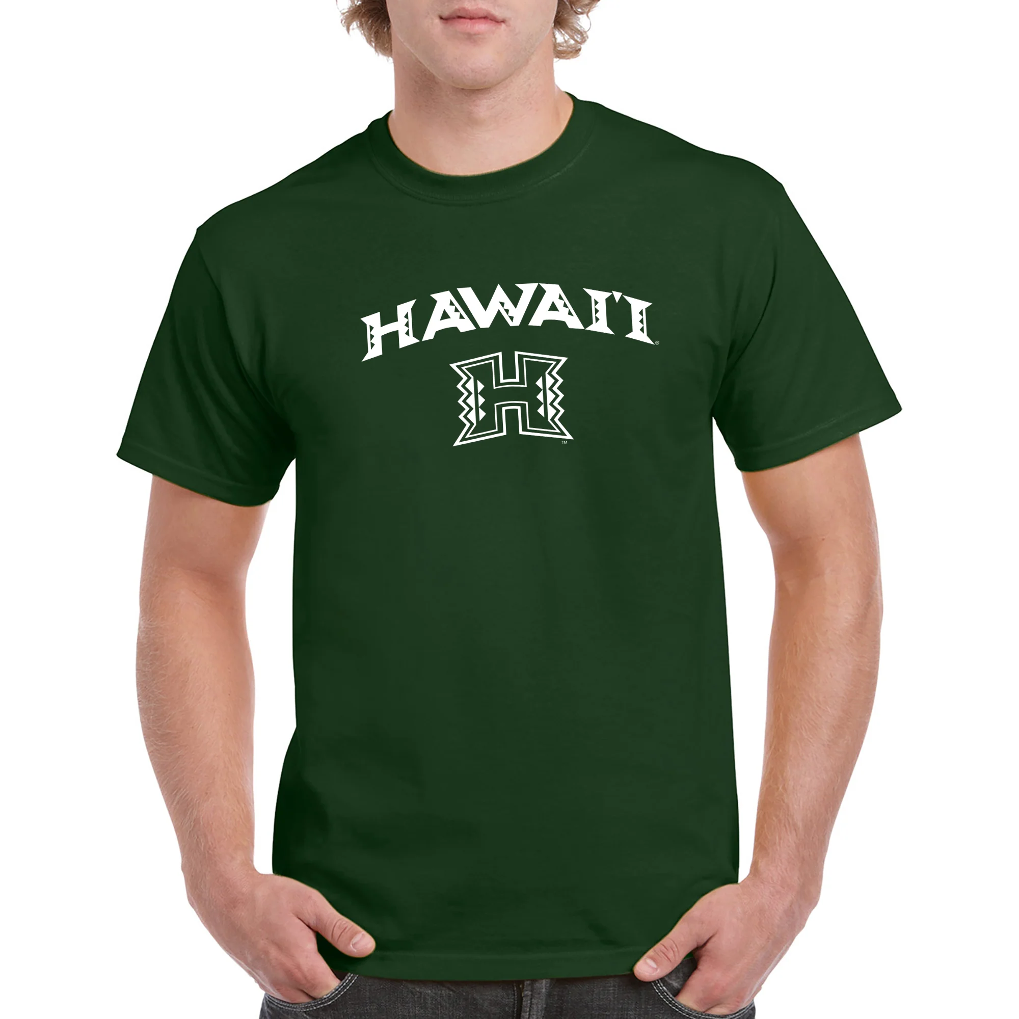 University of Hawaii Rainbow Warriors Arch Logo Cotton T-Shirt - Forest - Image 3