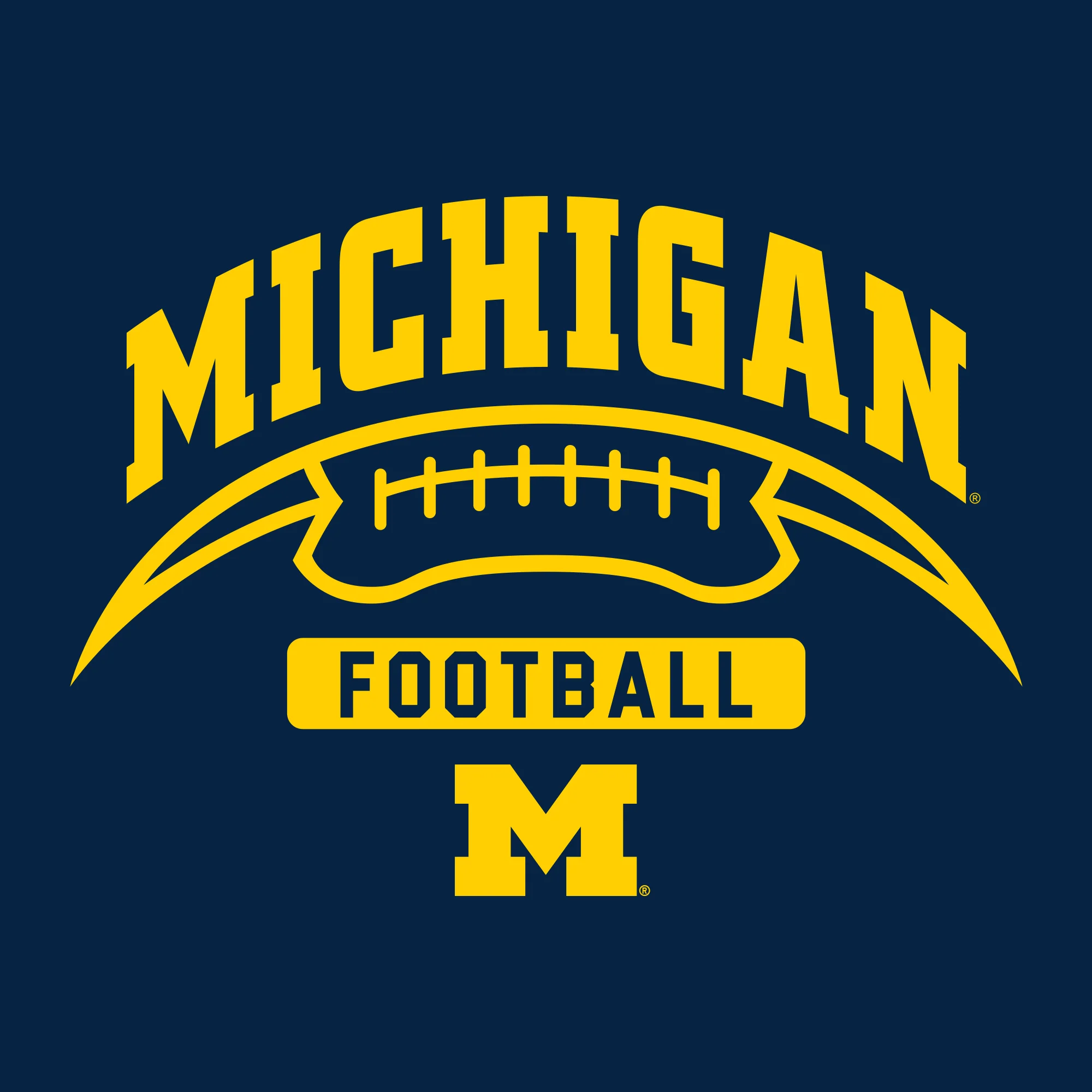 University of Michigan Wolverines Football Crescent Basic Cotton Long Sleeve T Shirt - Navy - Image 2