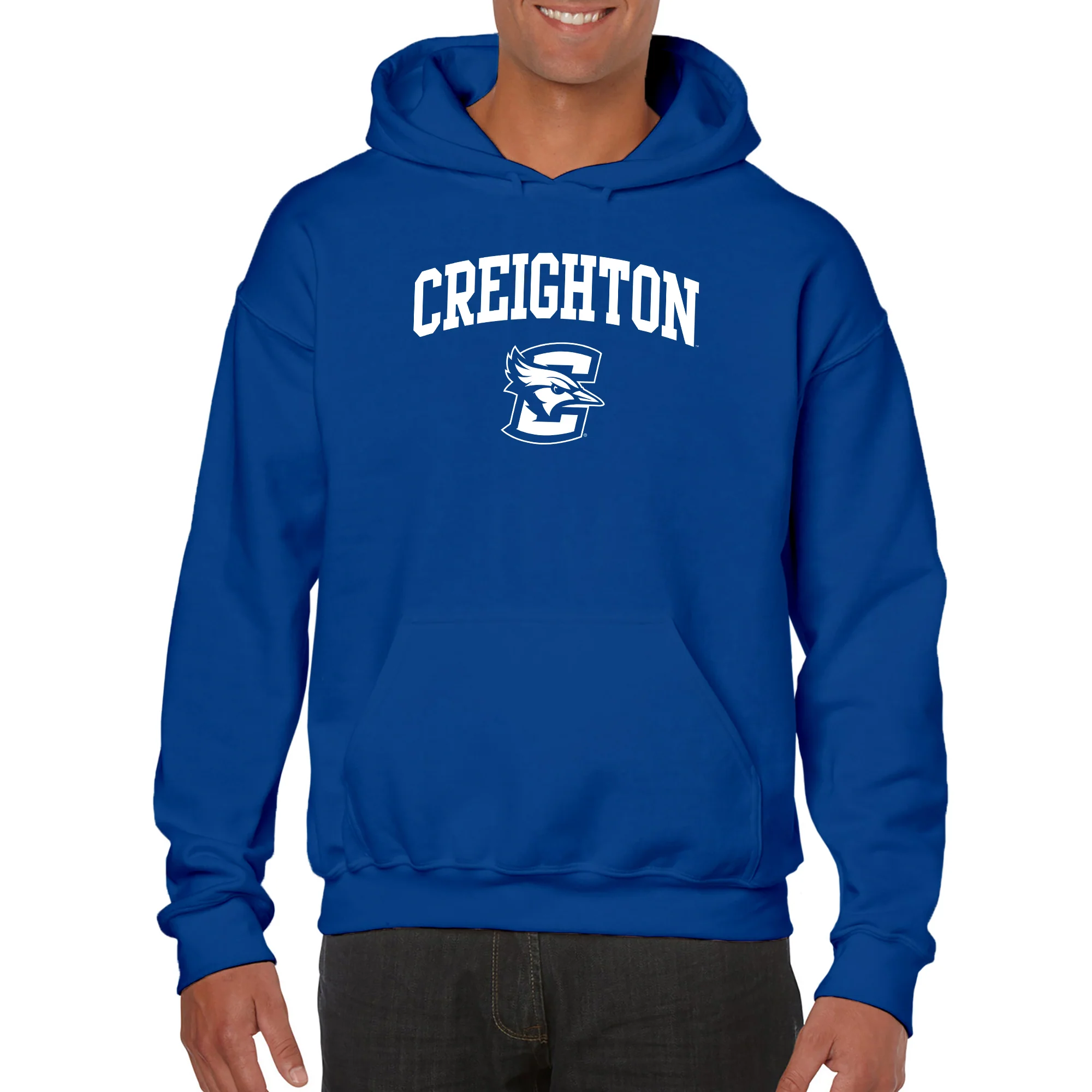 Creighton University Bluejays Arch Logo Heavy Blend Hoodie - Royal - Image 3