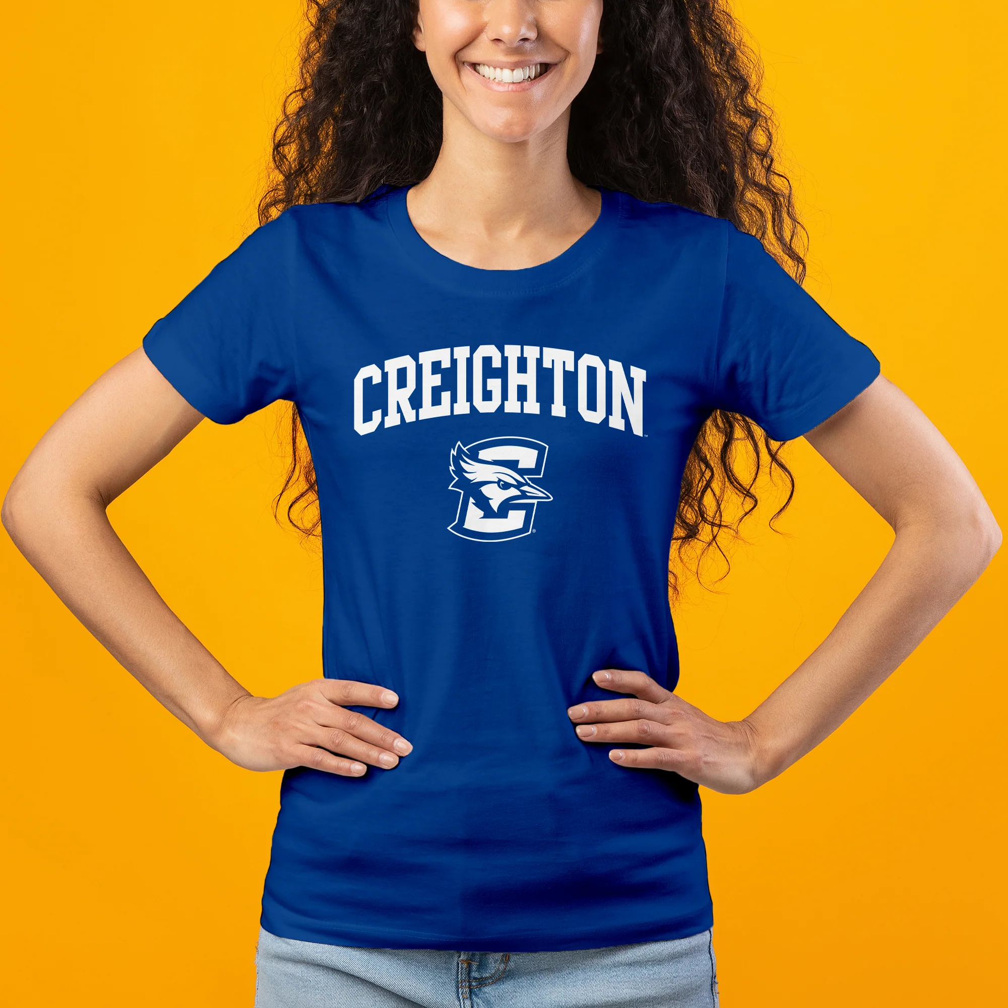 Creighton University Bluejays Arch Logo Womens Short Sleeve T Shirt - Royal - Image 3
