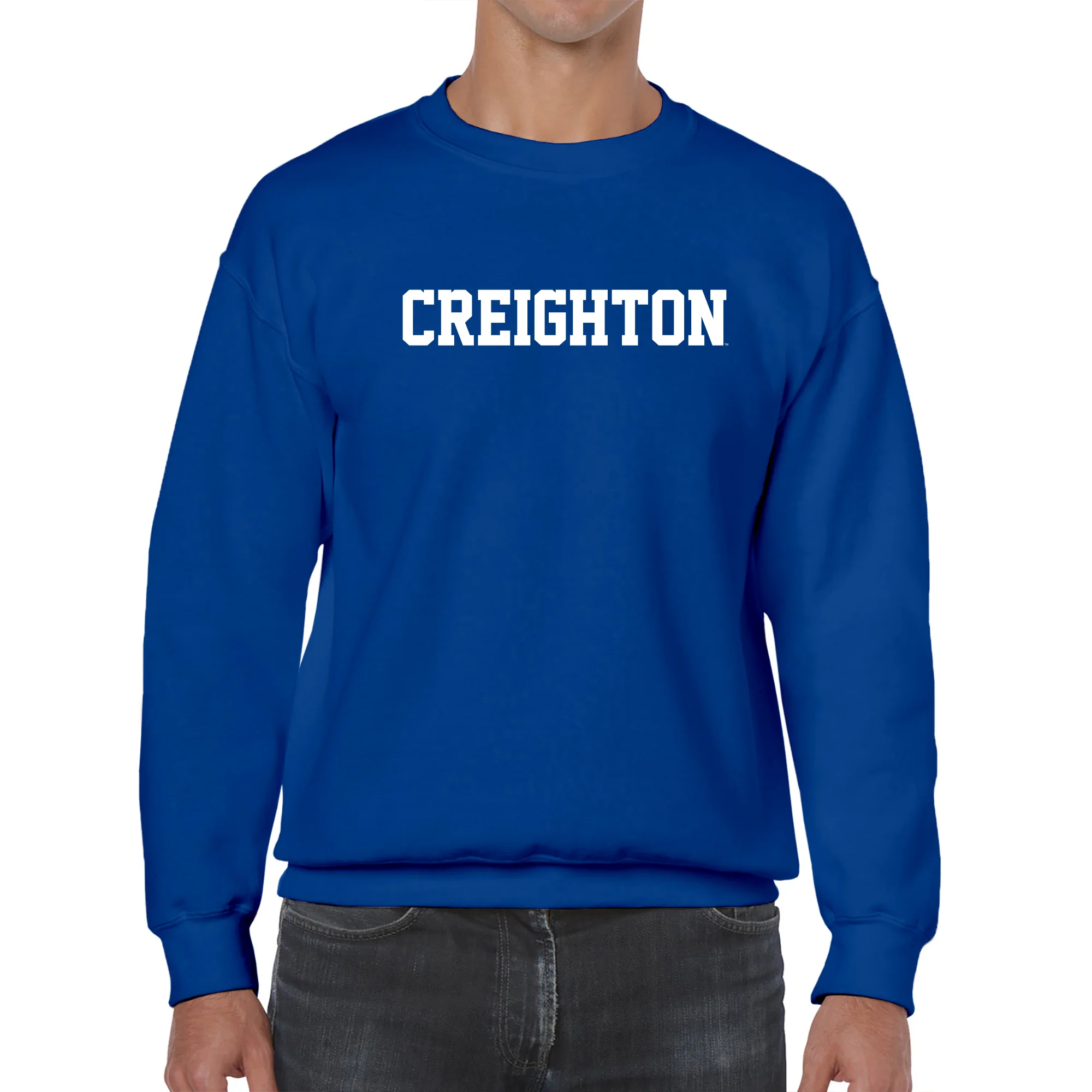 Creighton University Bluejays Basic Block Crewneck Sweatshirt - Royal - Image 3