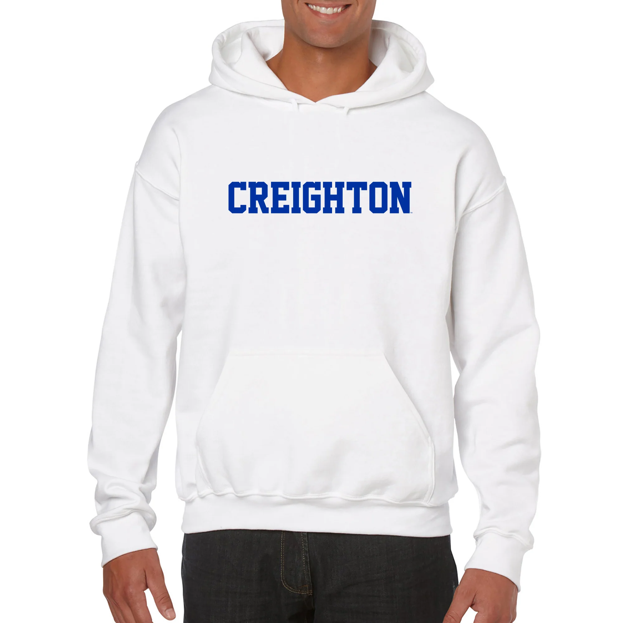 Creighton University Bluejays Basic Block Heavy Blend Hoodie - White - Image 3