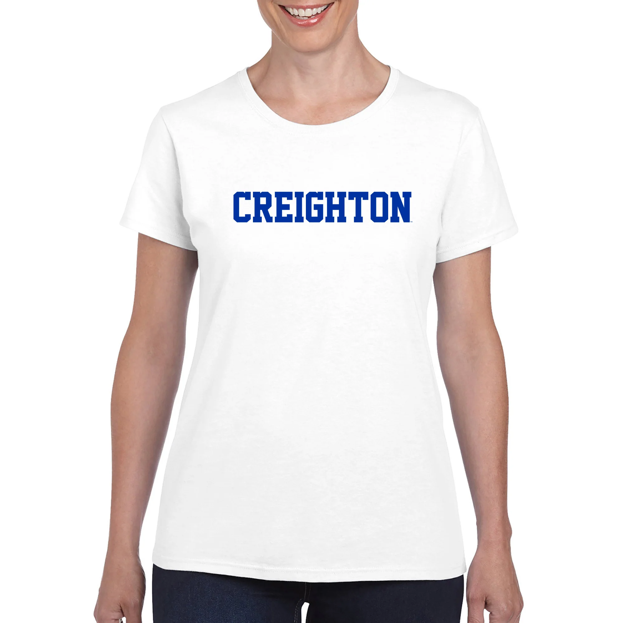 Creighton University Bluejays Basic Block Women's Short Sleeve T Shirt - White - Image 3