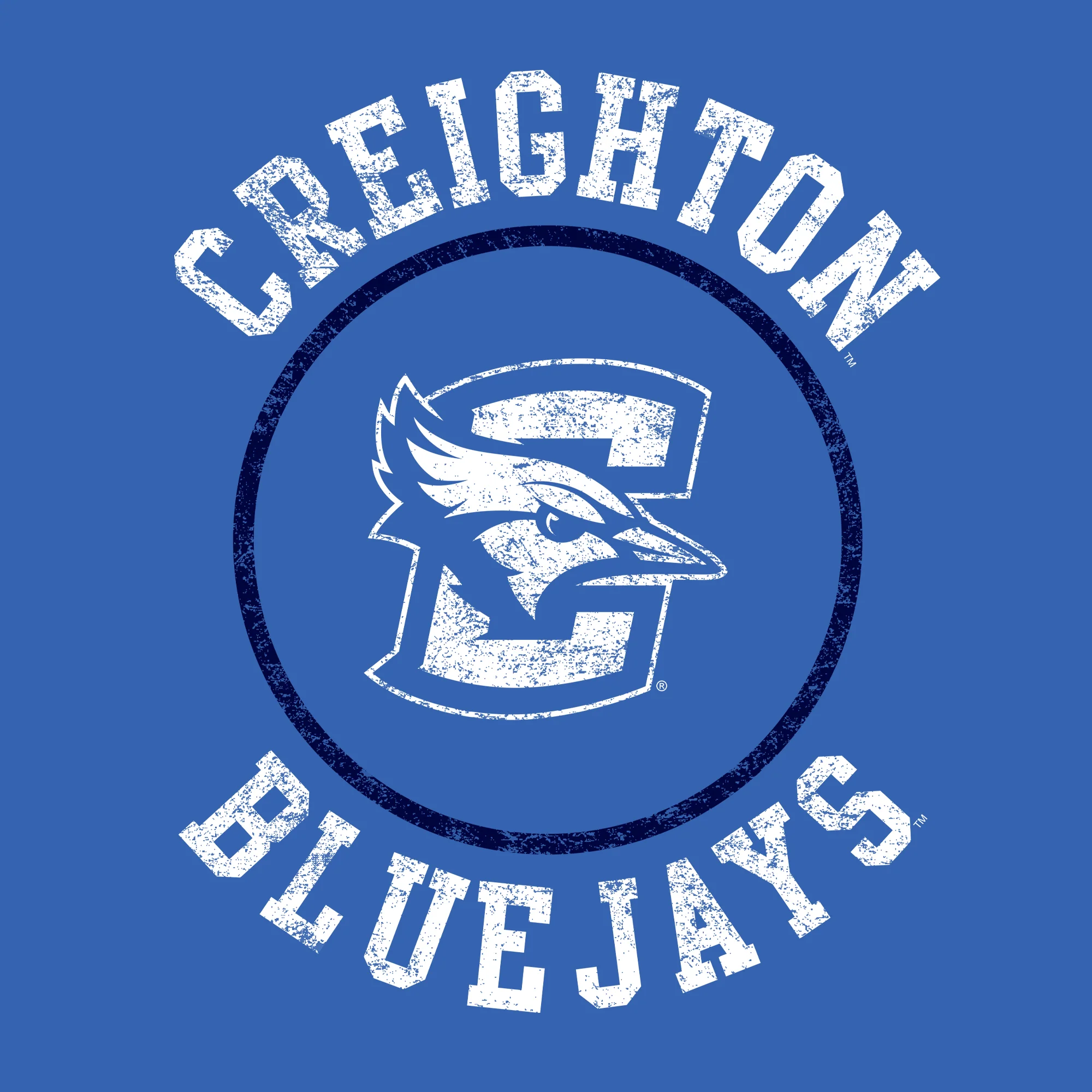 Creighton University Bluejays Distressed Circle Logo Womens Short Sleeve T Shirt - Royal - Image 2