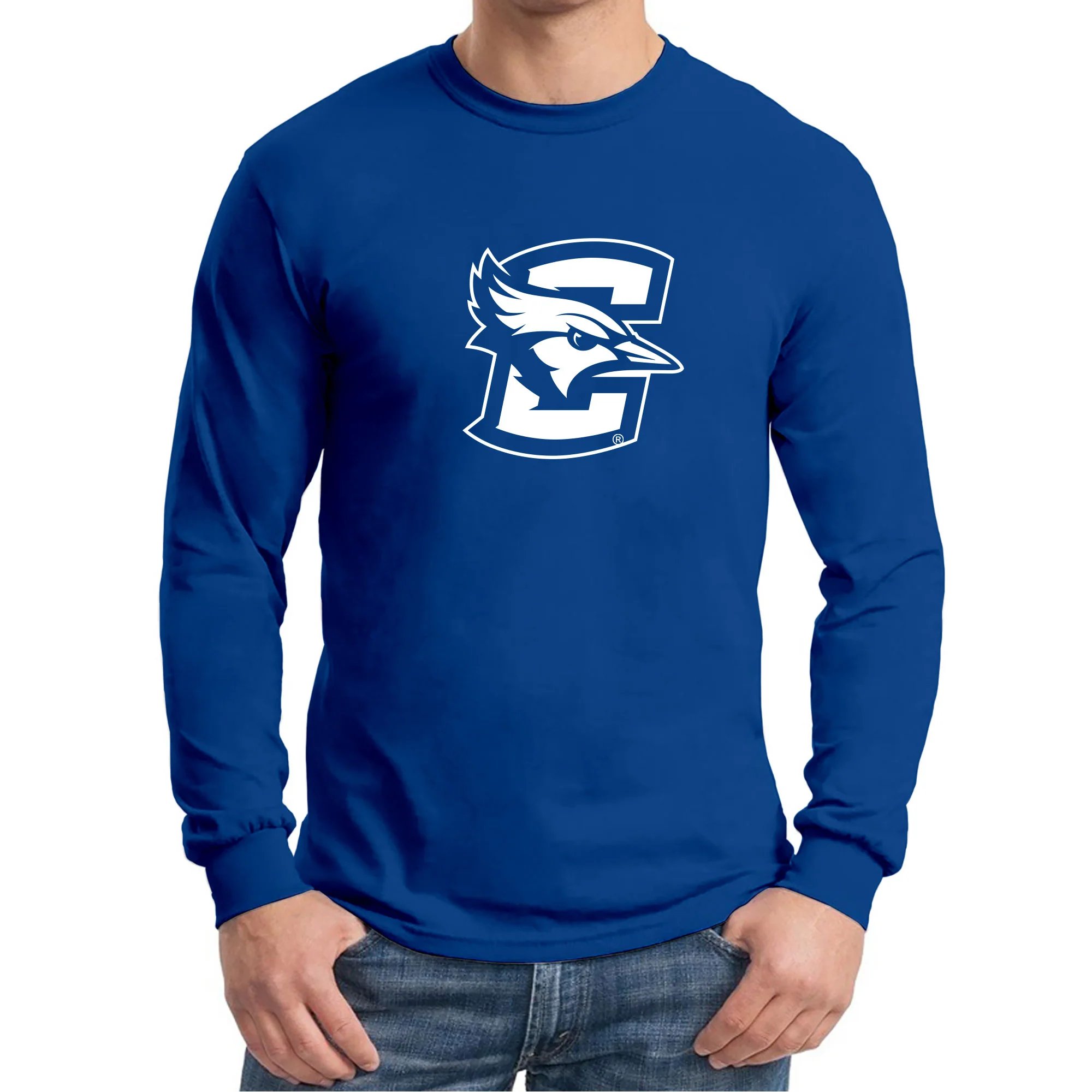Creighton University Bluejays Primary Logo Long Sleeve T Shirt - Royal - Image 3