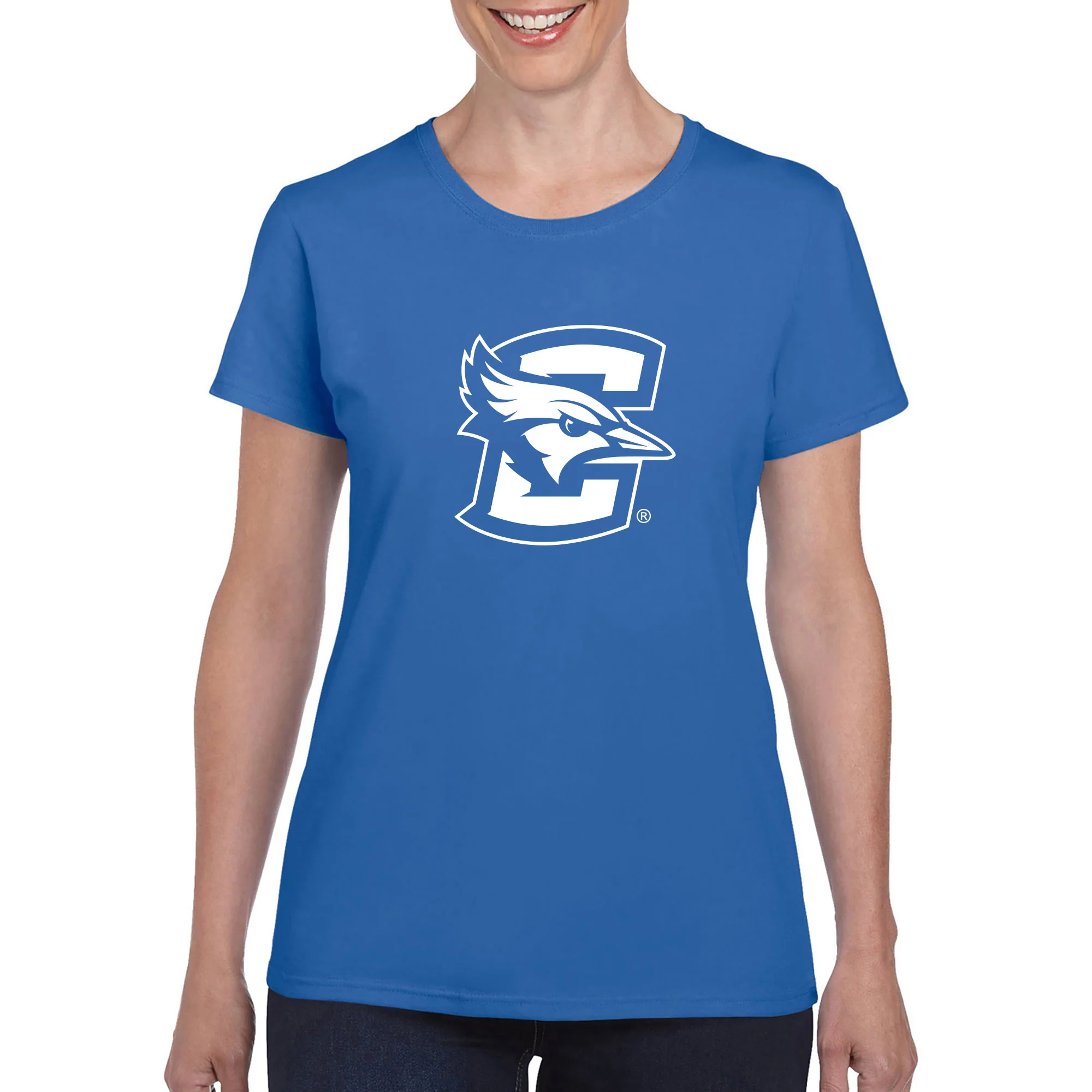 Creighton University Bluejays Primary Logo Women's Short Sleeve T Shirt - Royal - Image 3