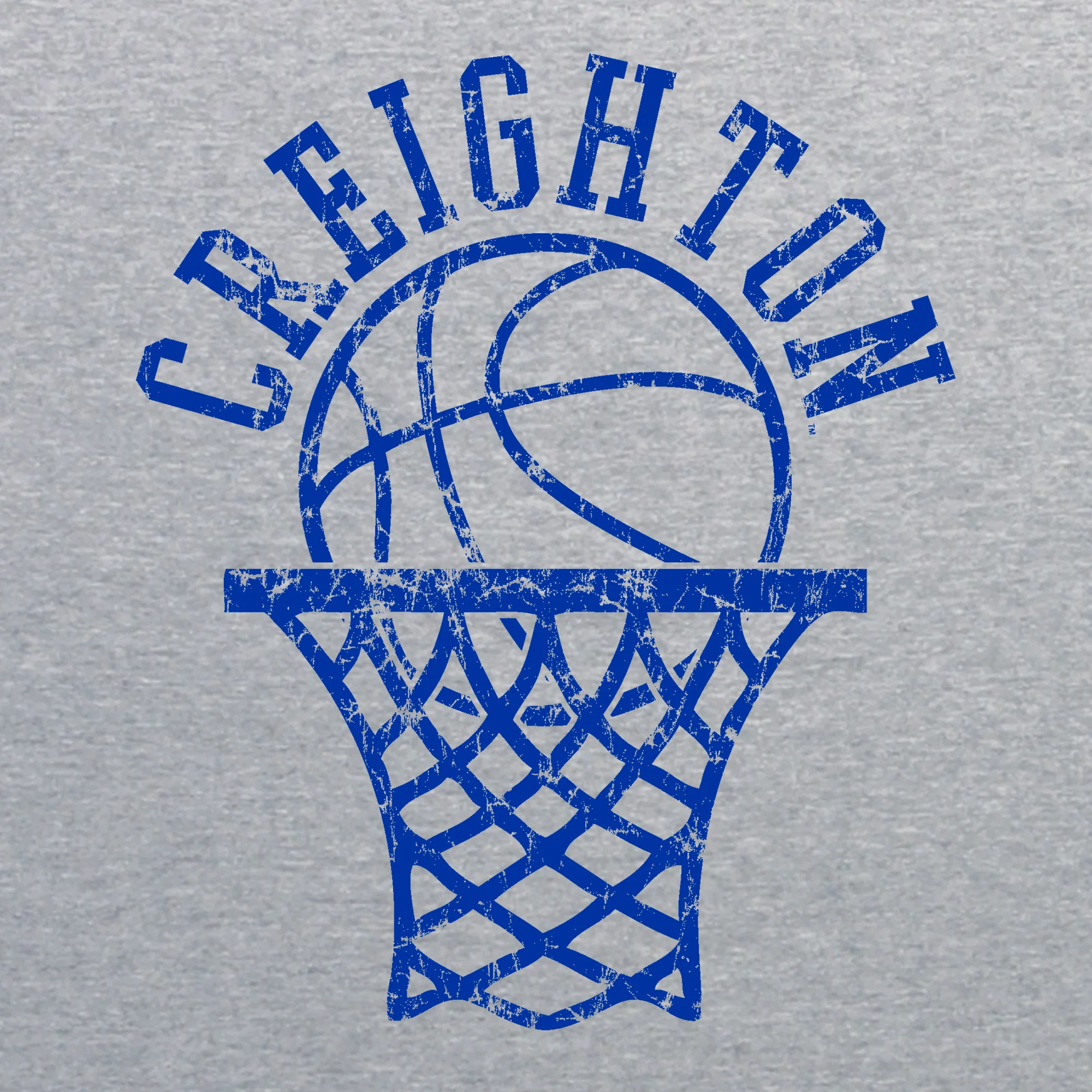 Creighton University Bluejays Retro Basketball Hoop Canvas Triblend Short Sleeve T Shirt - Athletic Grey - Image 2