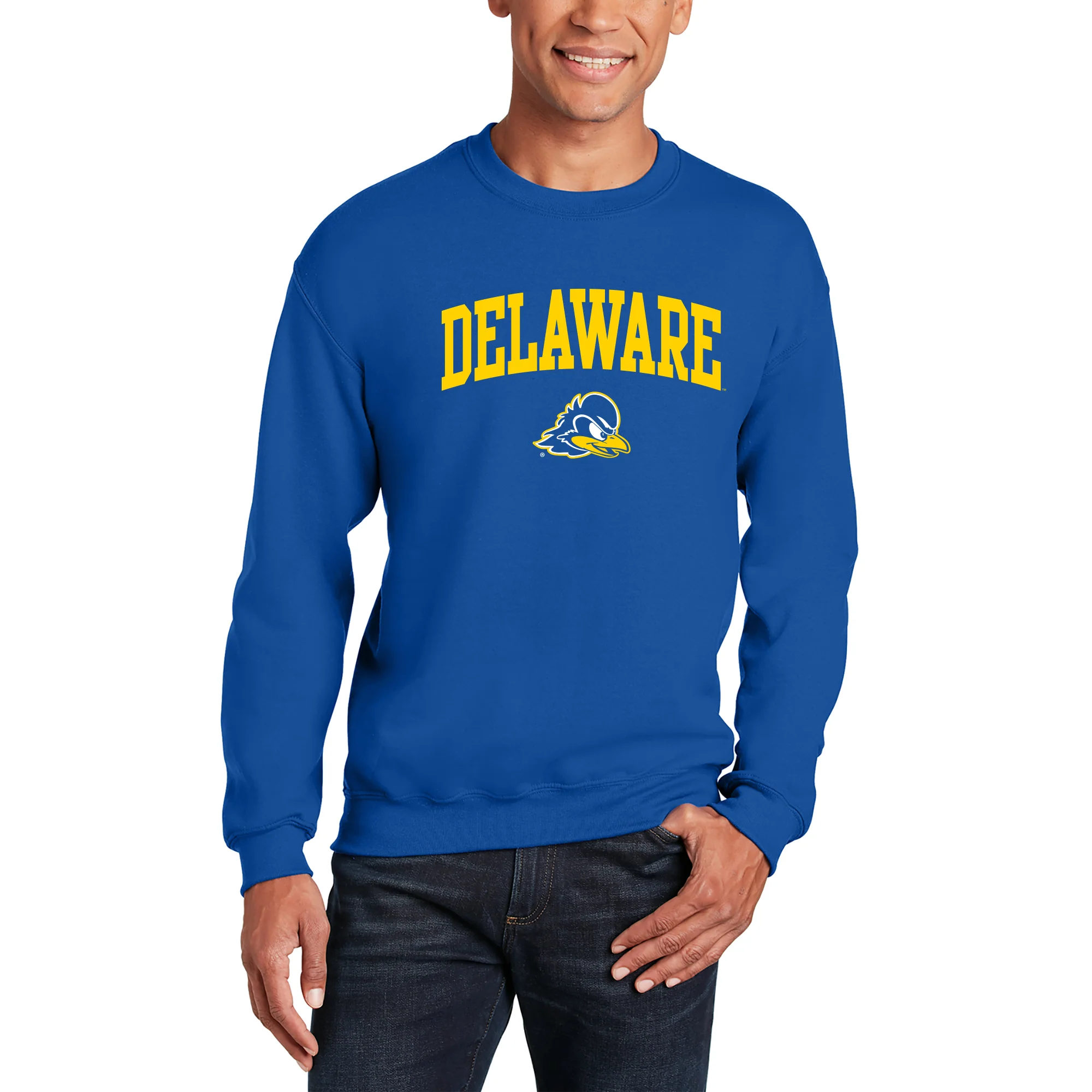 Delaware Blue Hens Arch Logo Crewneck Sweatshirt - Royal - Image 3