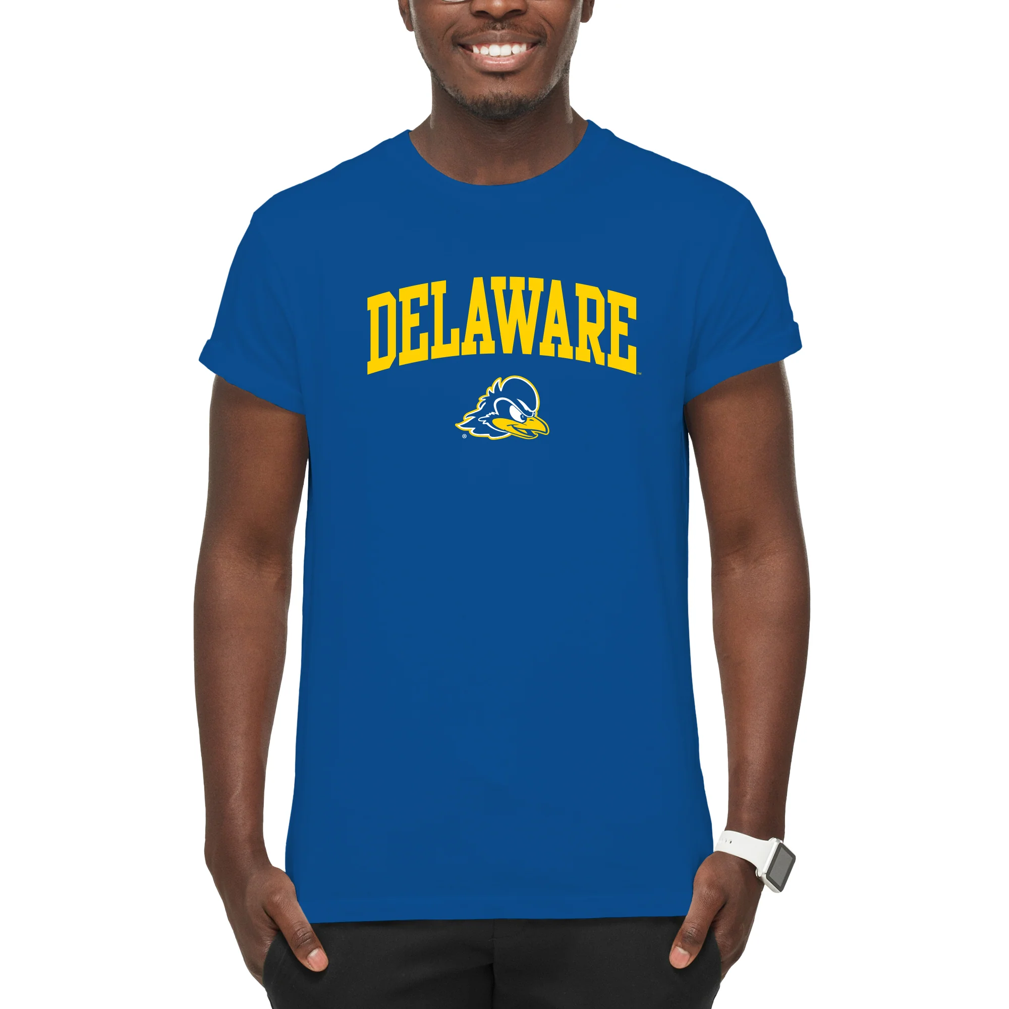 Delaware Blue Hens Arch Logo T Shirt - Royal - Image 4