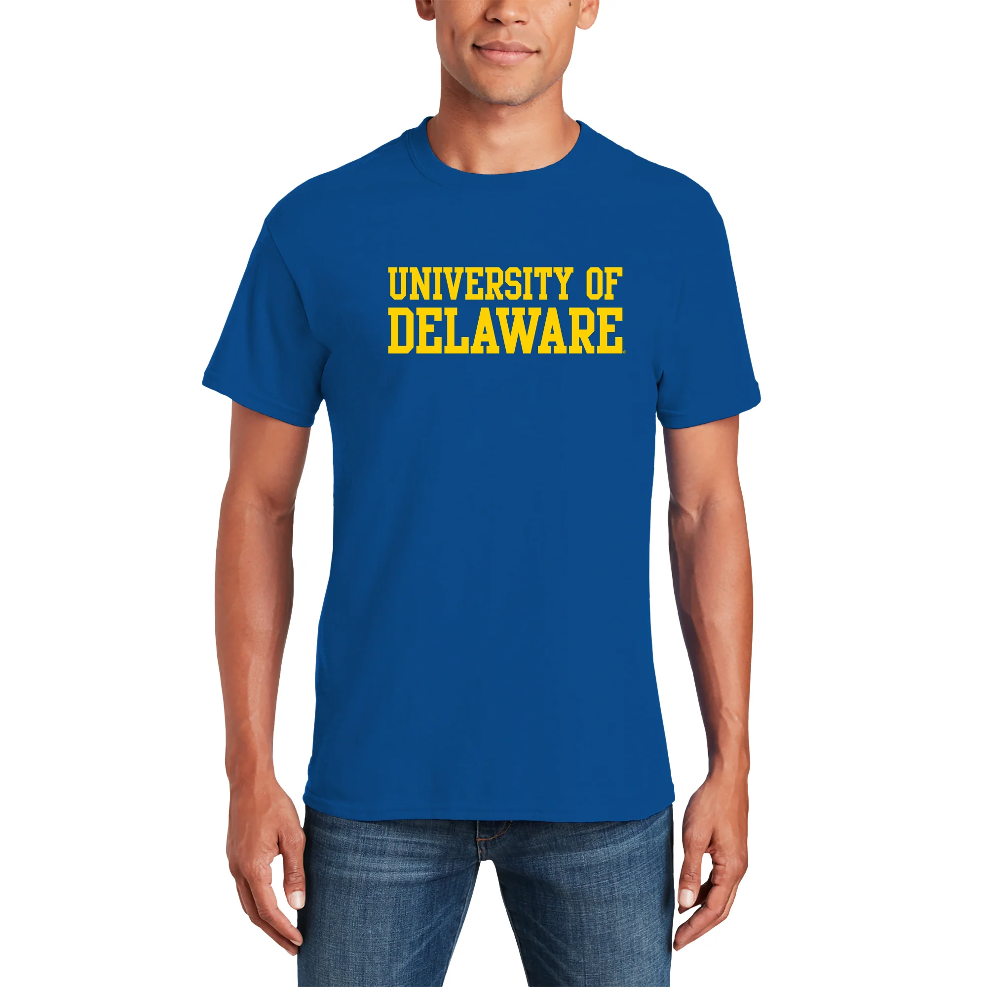 Delaware Blue Hens Basic Block T Shirt - Royal - Image 4