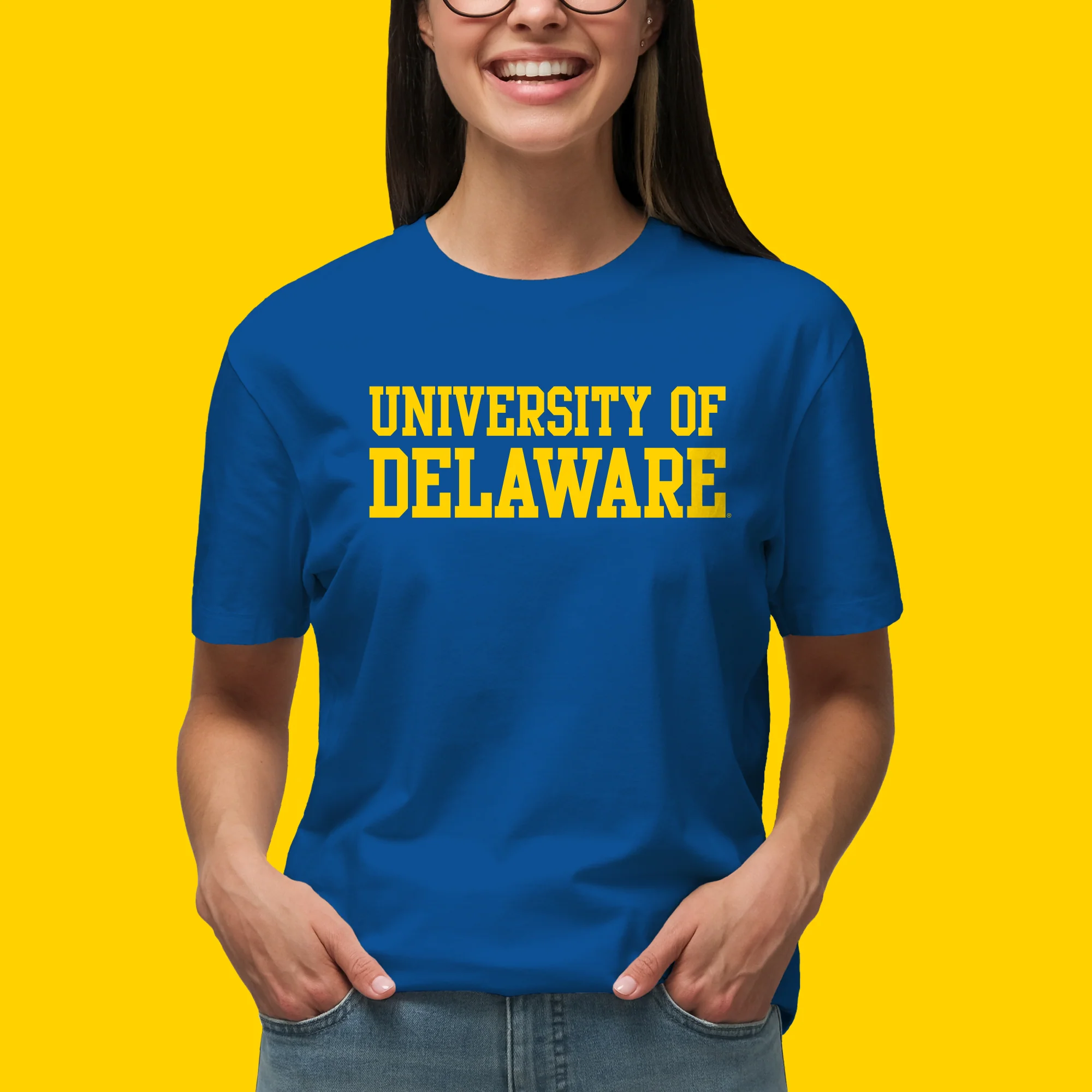 Delaware Blue Hens Basic Block T Shirt - Royal - Image 5