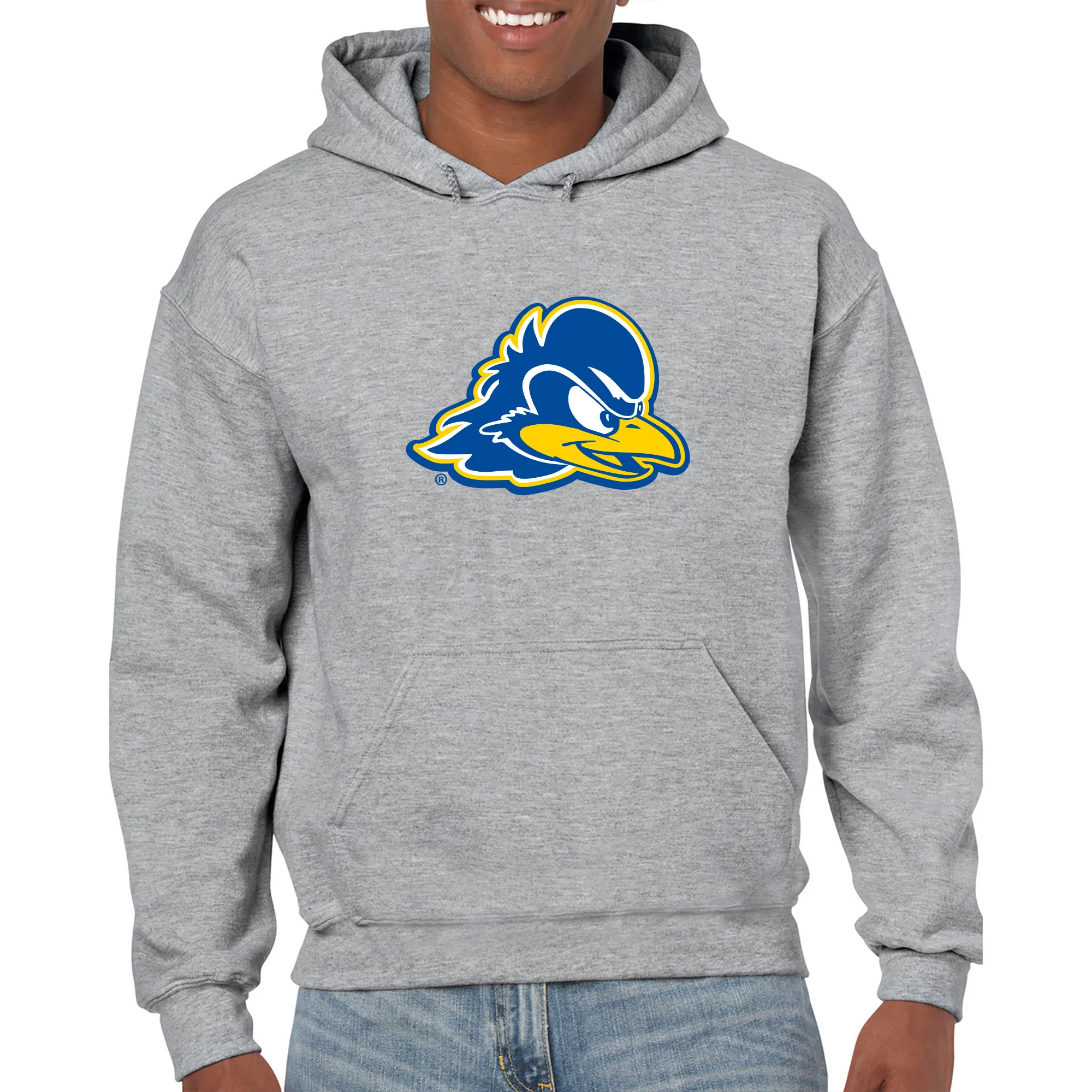 Delaware Blue Hens Primary Logo Hoodie - Sport Grey - Image 3