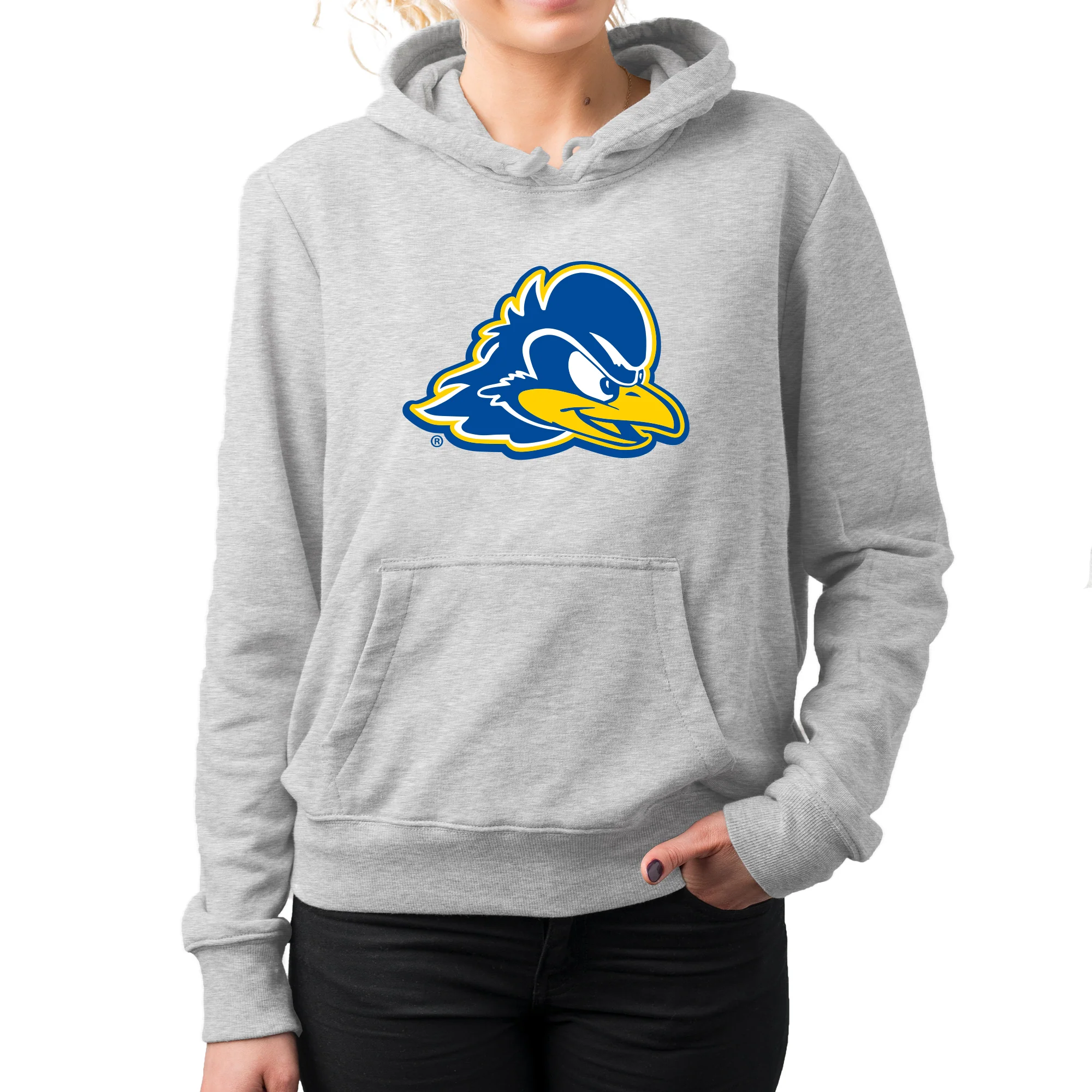 Delaware Blue Hens Primary Logo Hoodie - Sport Grey - Image 4
