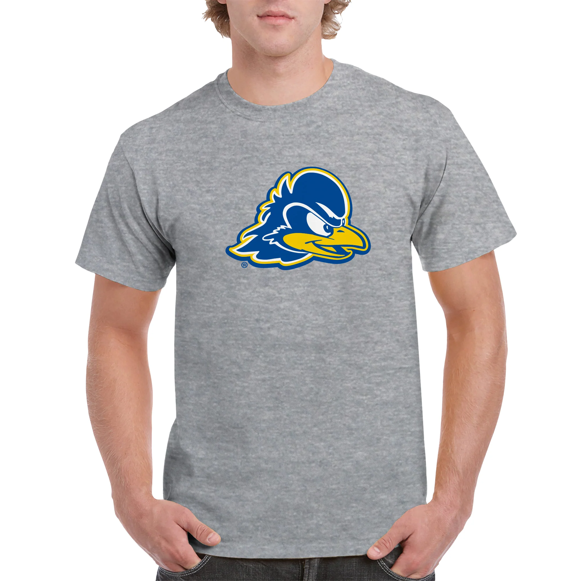 Delaware Blue Hens Primary Logo T Shirt - Sport Grey - Image 4