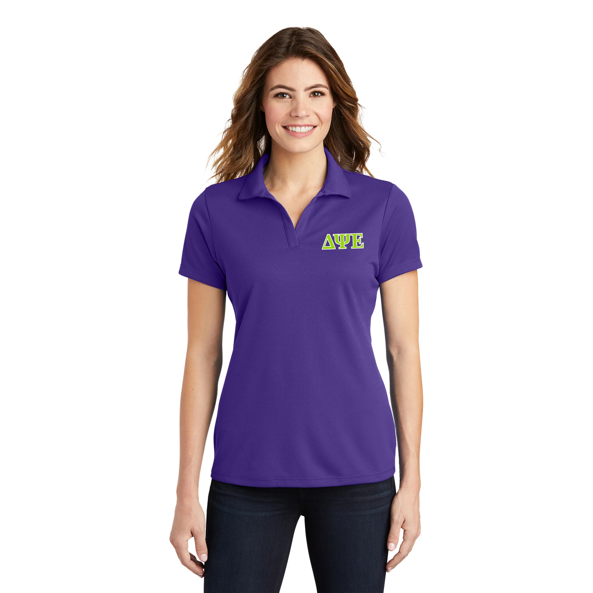 Delta Psi Epsilon LC EMB Ladies Polo - Purple - Image 3
