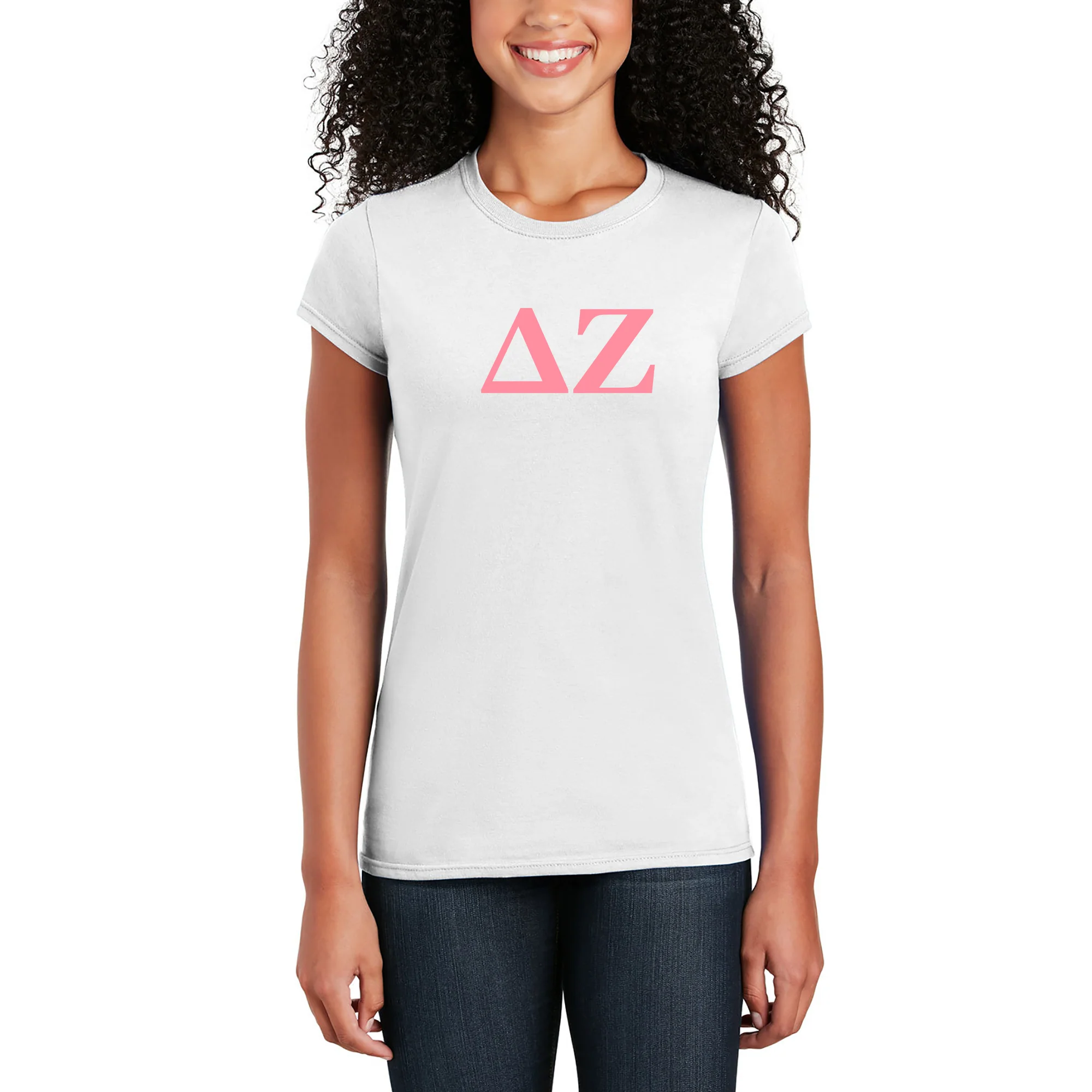Delta Zeta Greek Letter Block Womens T-Shirt - Image 6