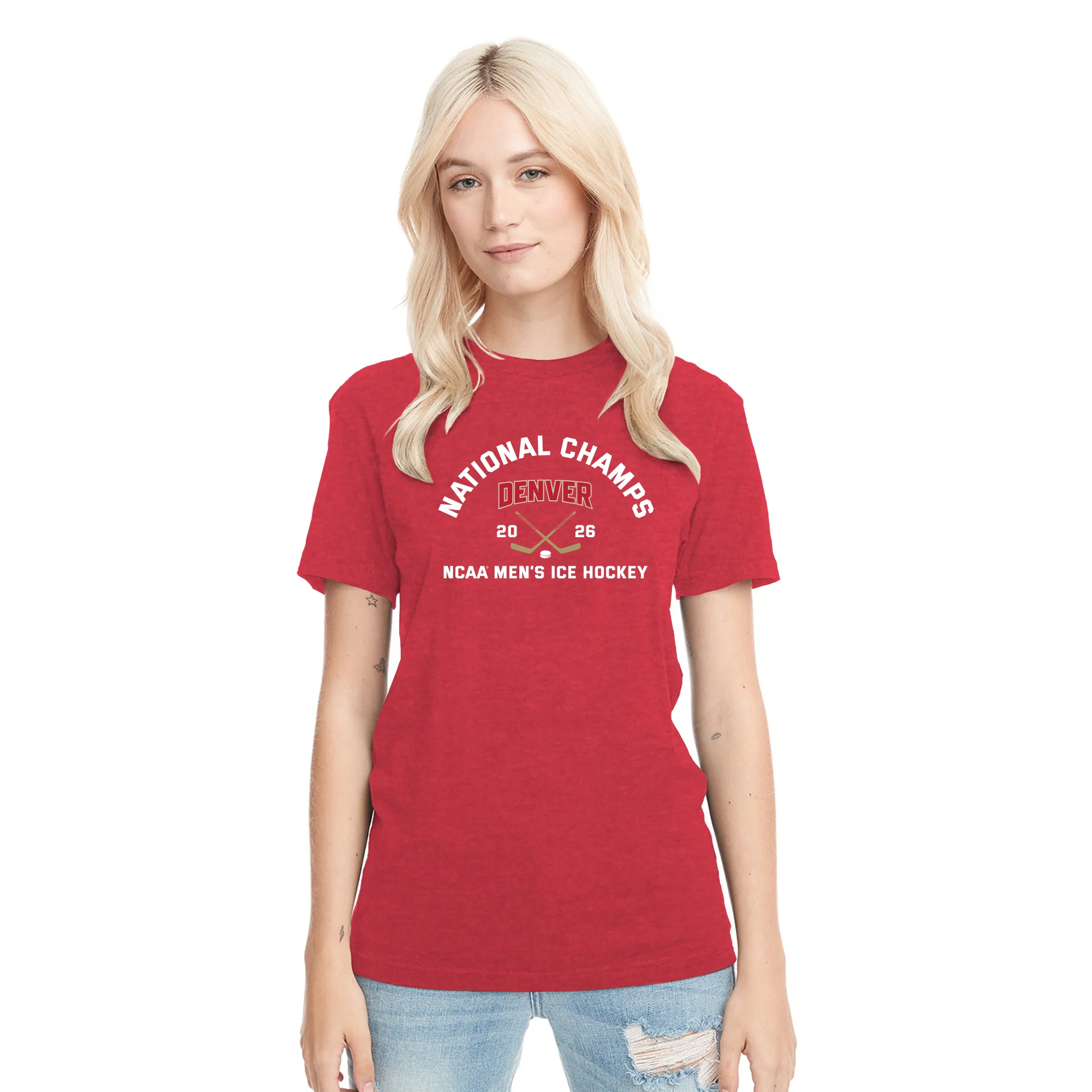Denver 2026 Hockey National Champions Blocked Shot NLA Triblend T-Shirt - Image 5