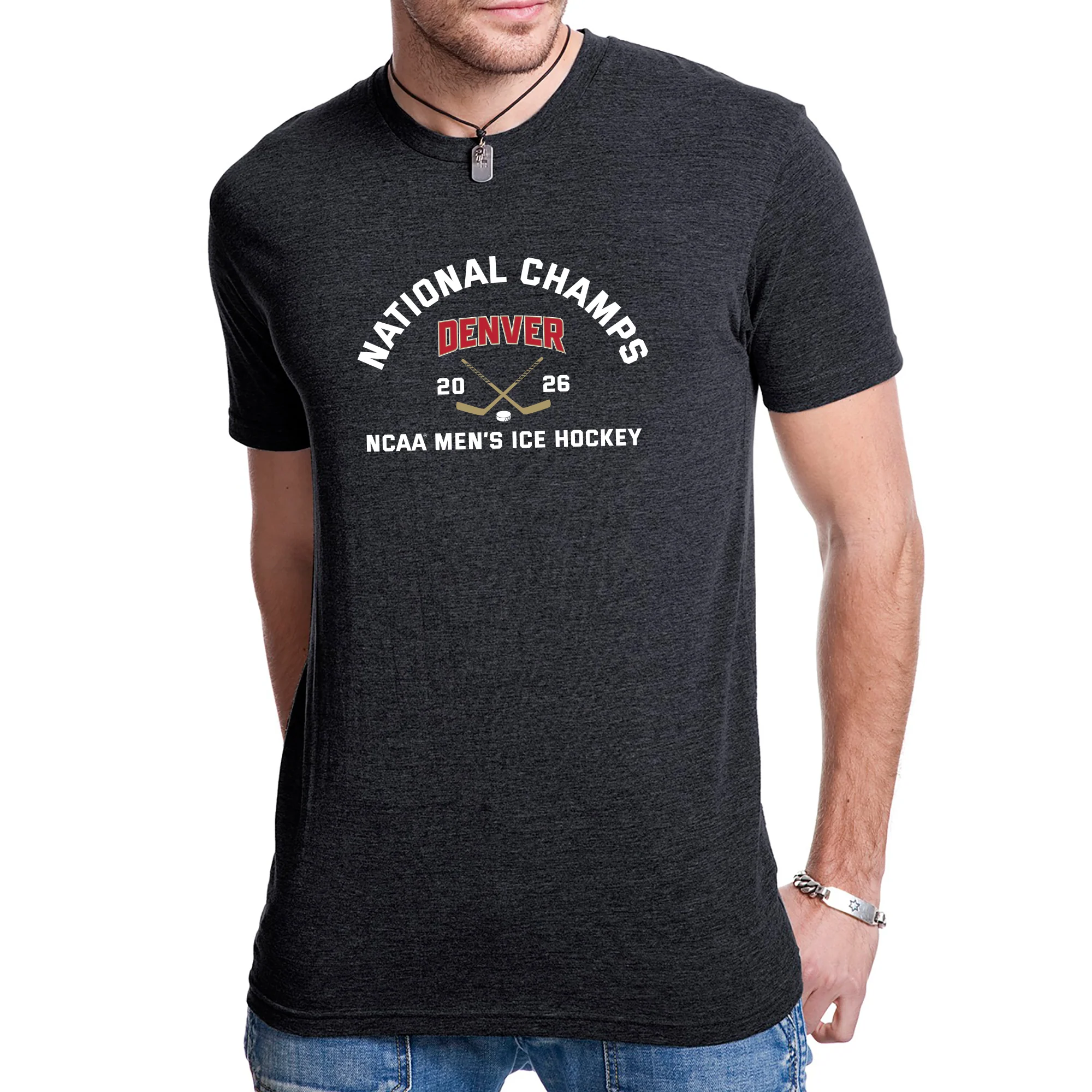 Denver 2026 Hockey National Champions Blocked Shot NLA Triblend T-Shirt - Image 7