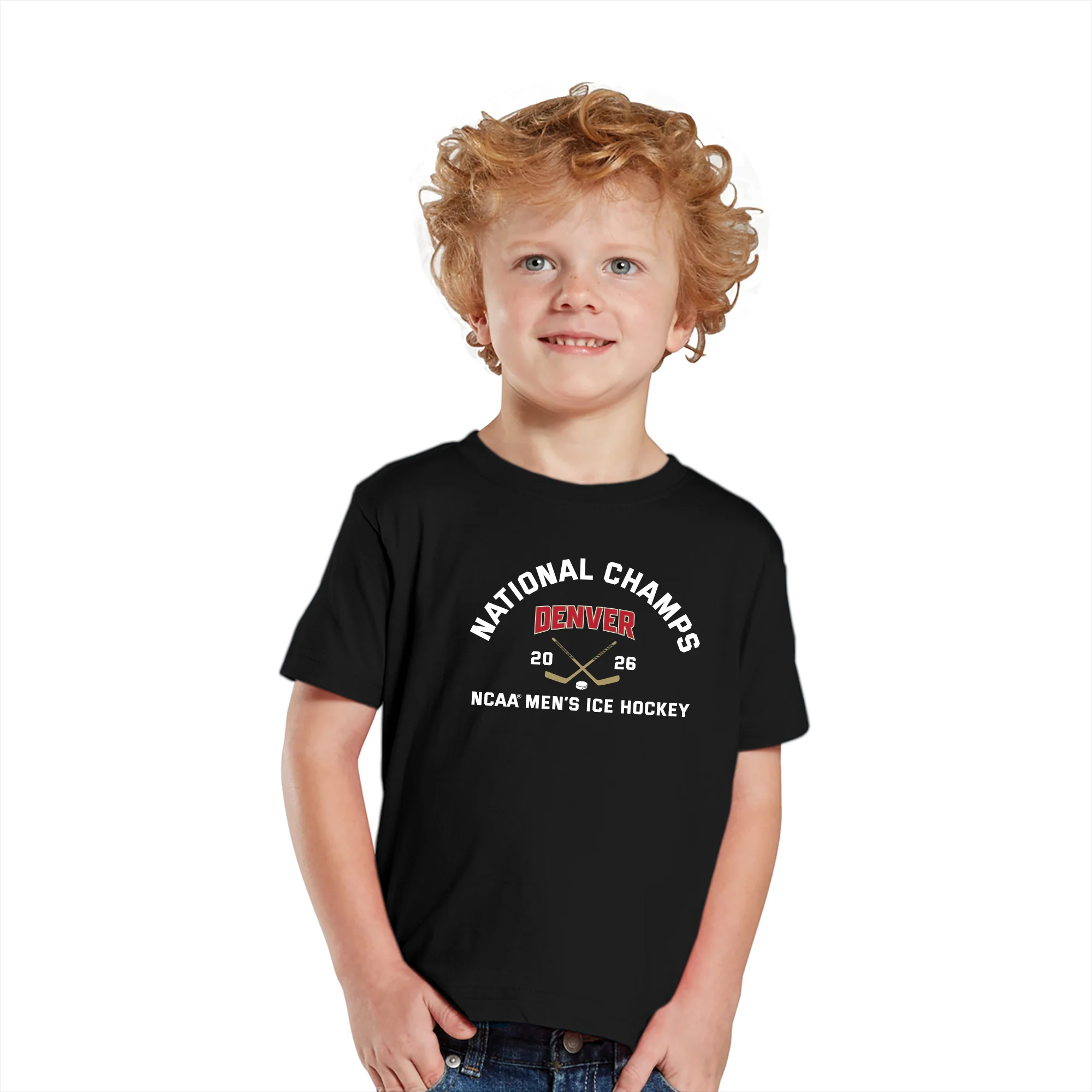 Denver 2026 Hockey National Champions Blocked Shot Toddler T-Shirt - Black - Image 3